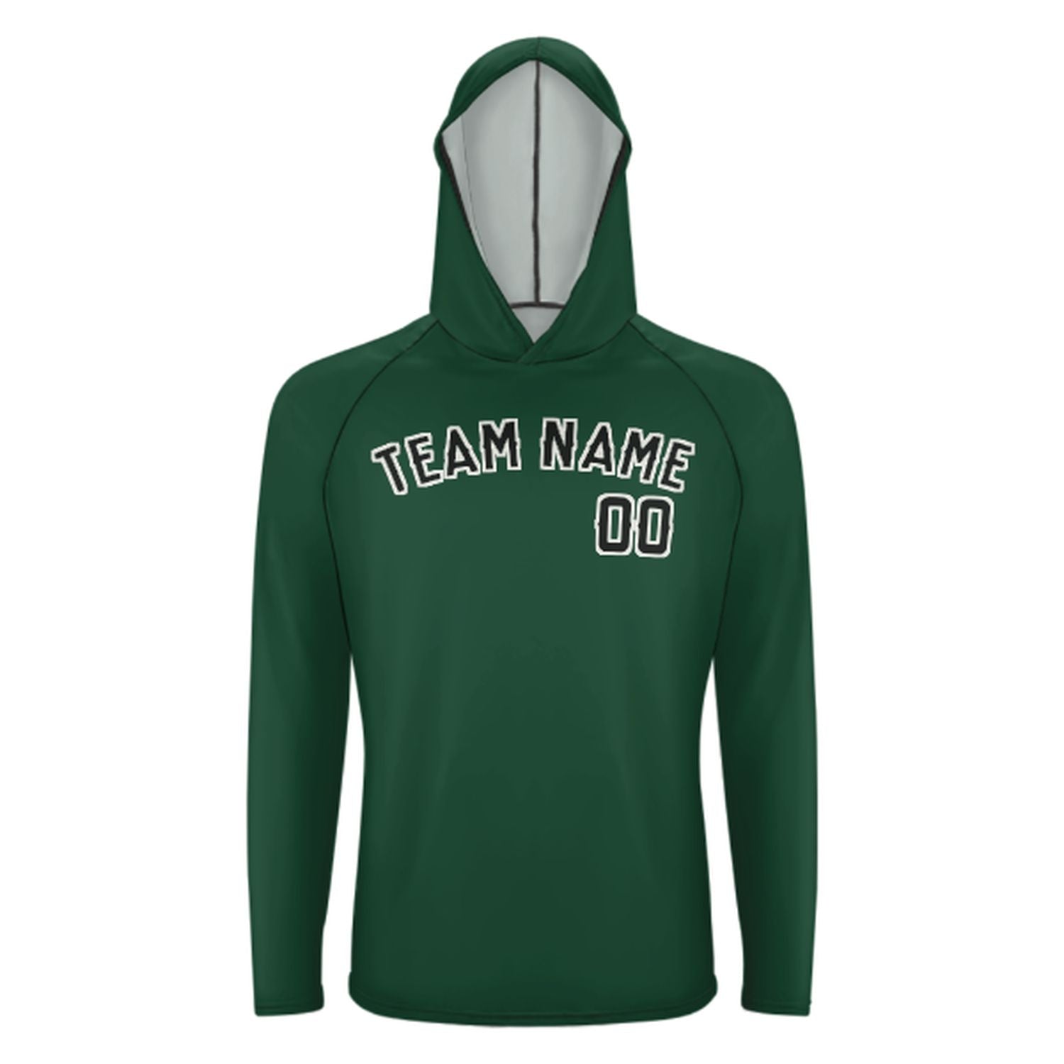 Maßgeschneidertes Moosgrün Schwarz UV-Hoodie