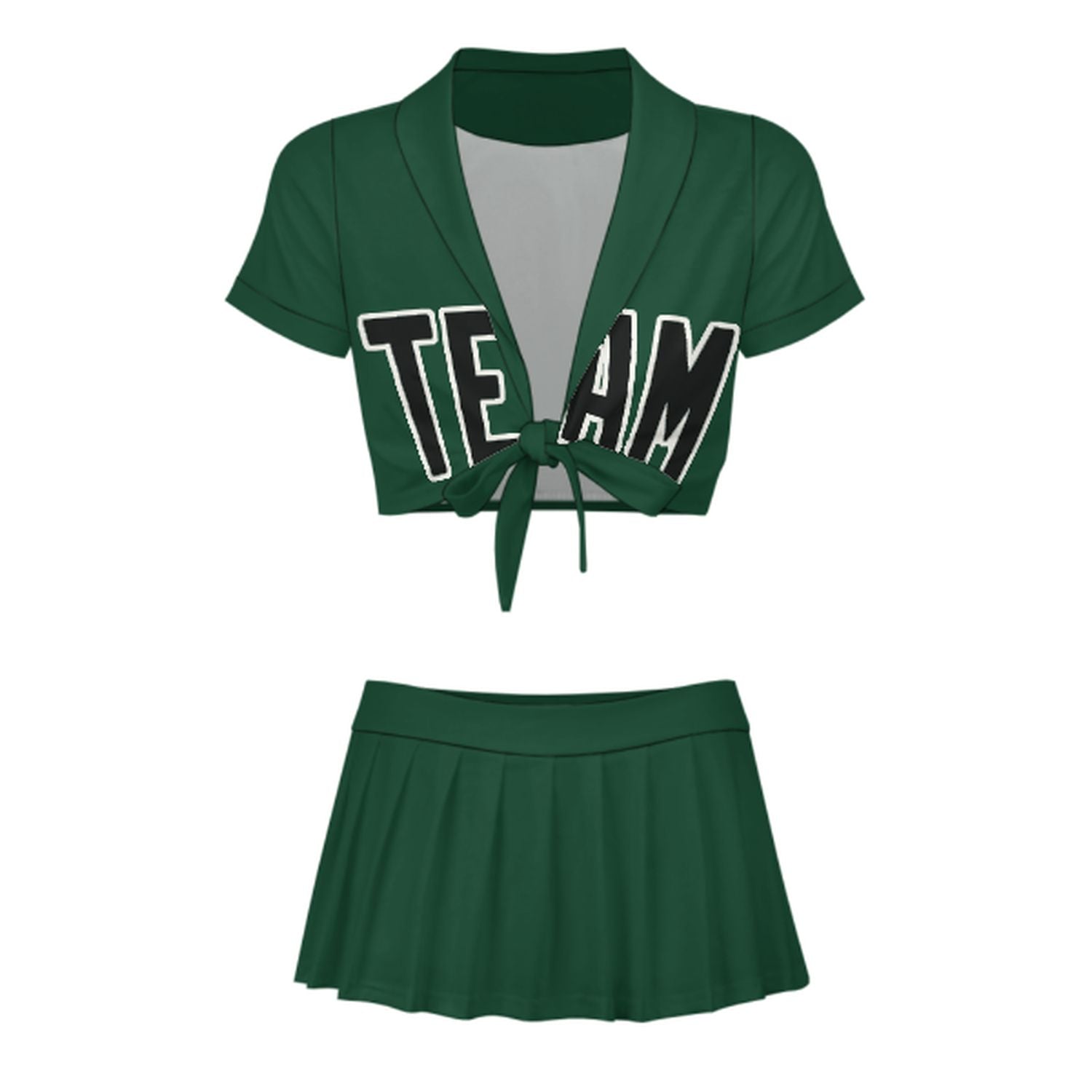Completo da cheerleader personalizzato verde muschio e nero