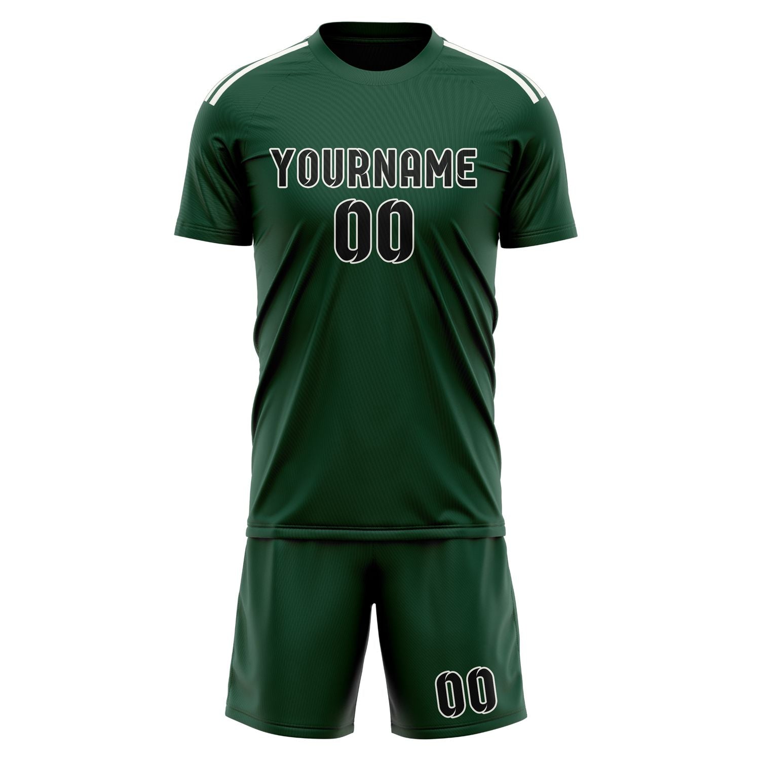 Maßgeschneidertes Professionelles Moosgrün Schwarz Fußballtrikot-Set