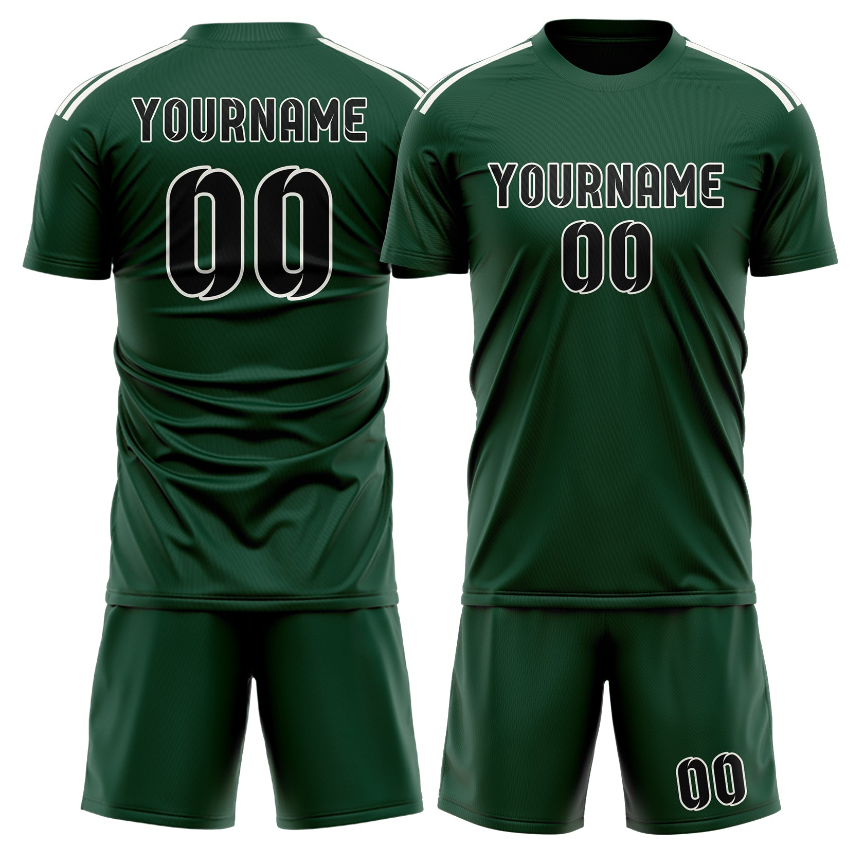 Maßgeschneidertes Professionelles Moosgrün Schwarz Fußballtrikot-Set