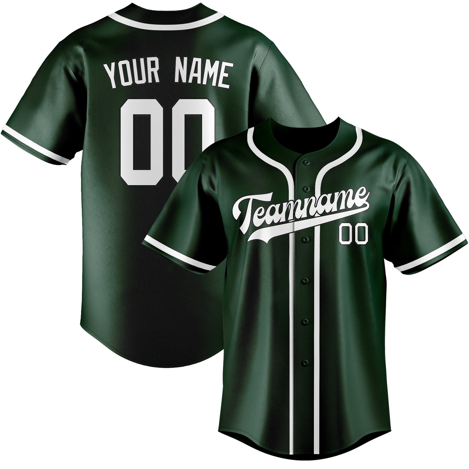 Benutzerdefiniertes Professionelles Moosgrün Weiß Baseballtrikot