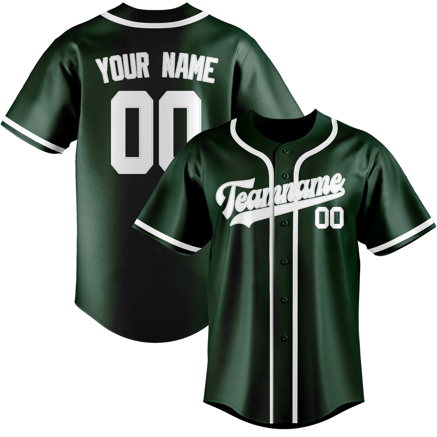 Benutzerdefiniertes Professionelles Moosgrün Weiß Baseballtrikot