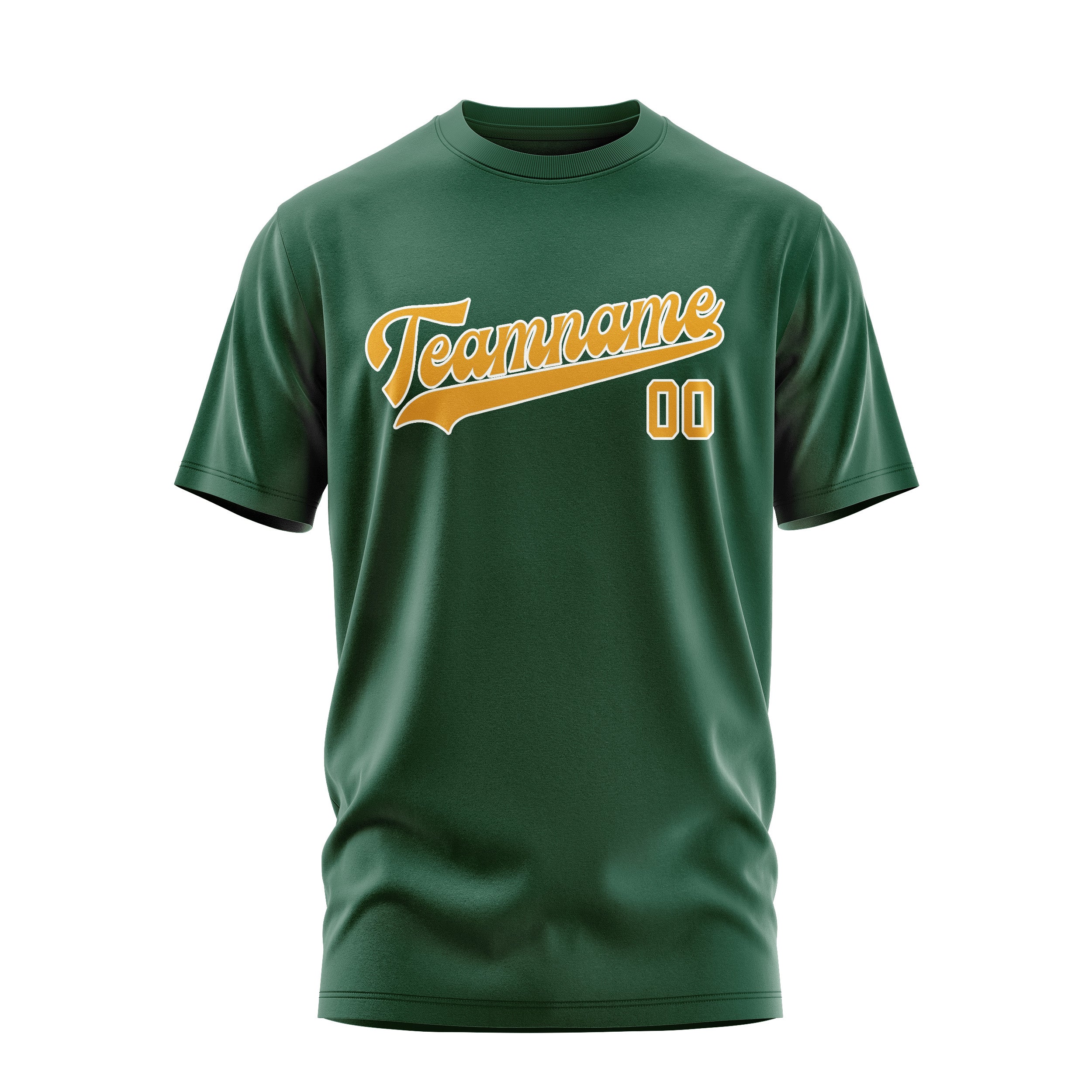 Maßgeschneidertes Moosgrün Gelb T-Shirt