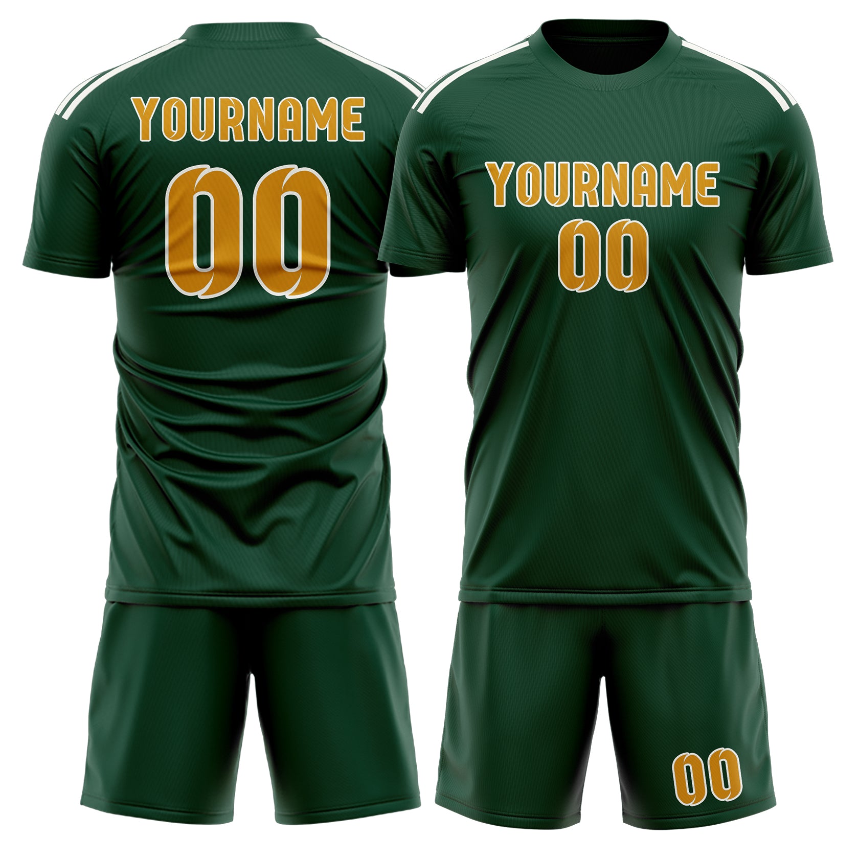 Maßgeschneidertes Professionelles Moosgrün Gelb Fußballtrikot-Set