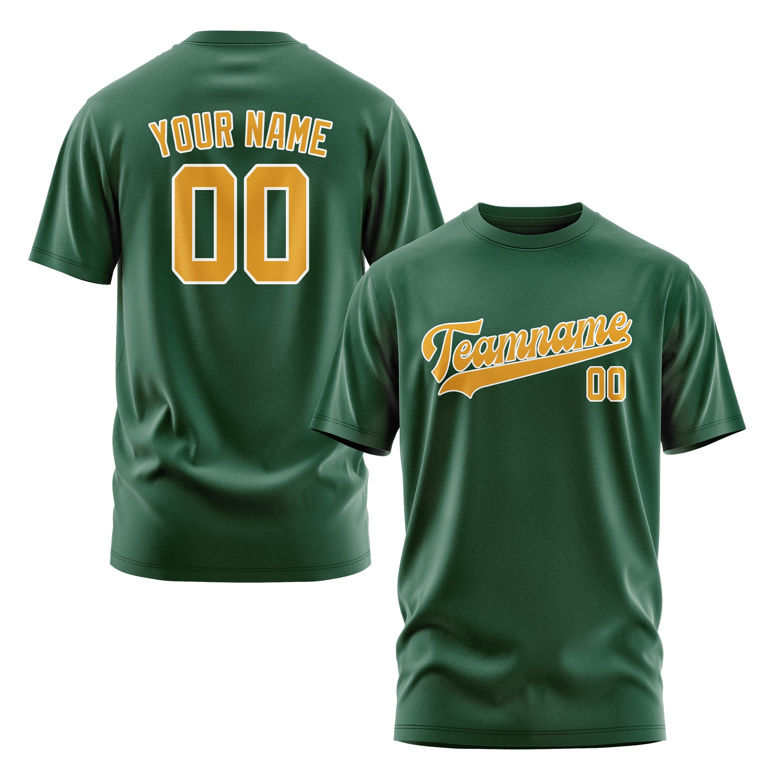 Maßgeschneidertes Moosgrün Gelb T-Shirt