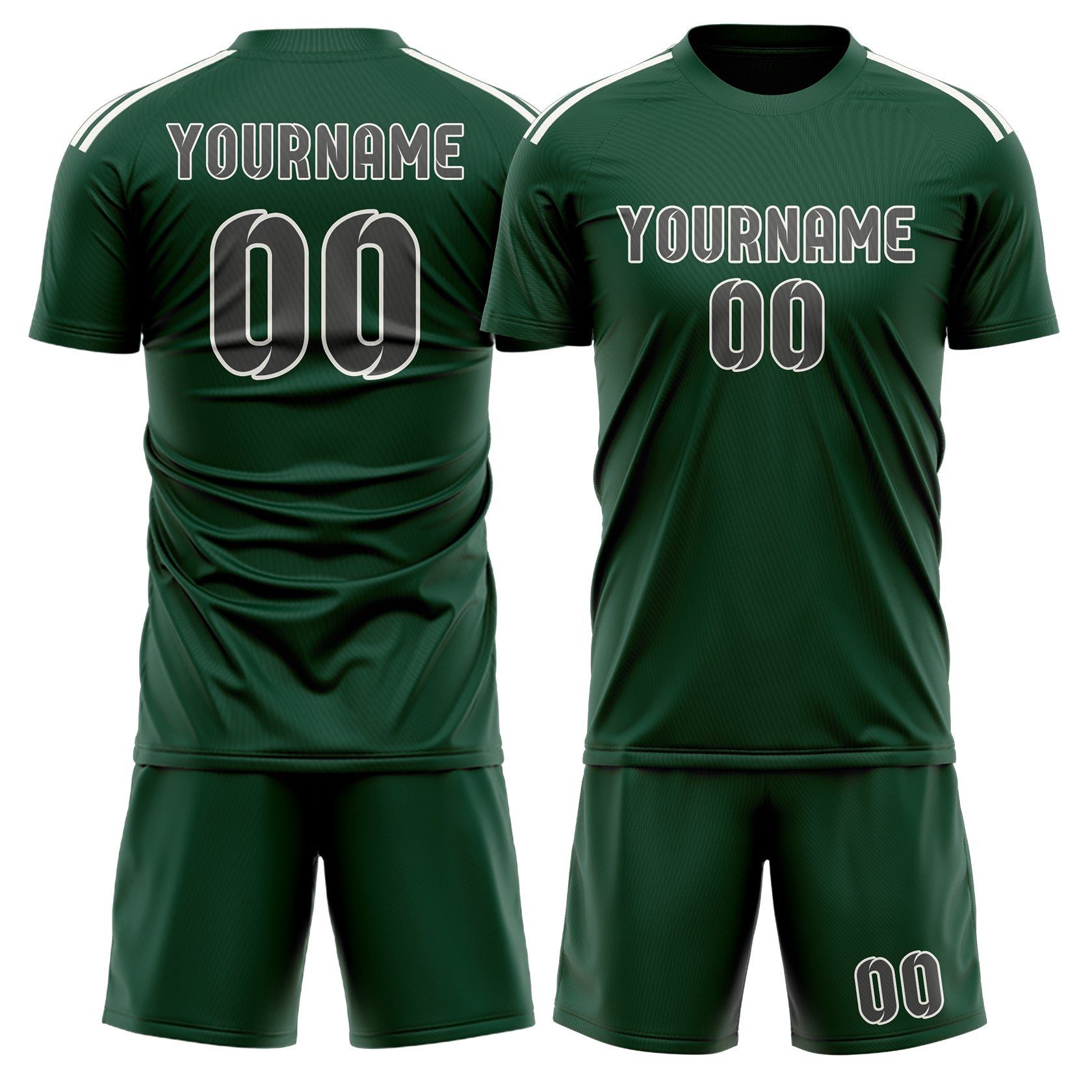 Maßgeschneidertes Professionelles Moosgrün Dunkelgrau Fußballtrikot-Set