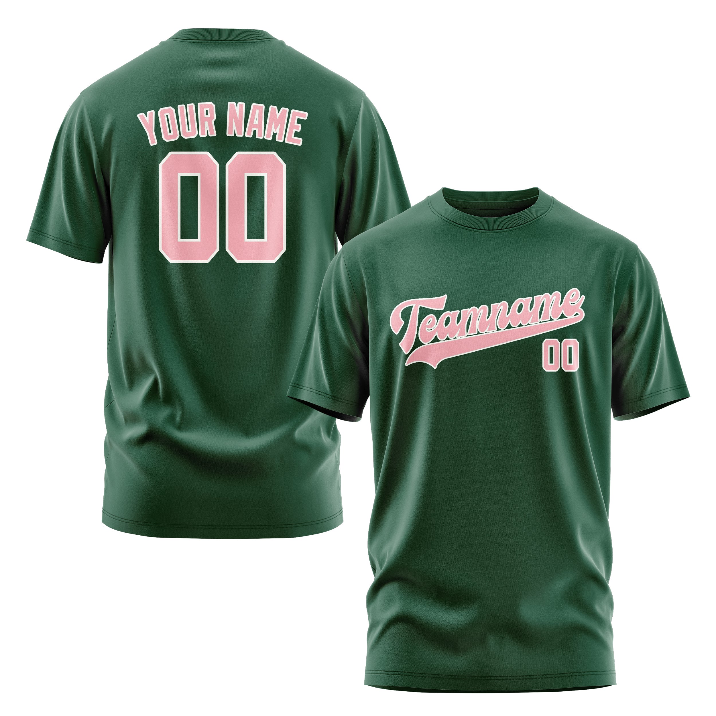 Maßgeschneidertes Moosgrün Rosa T-Shirt