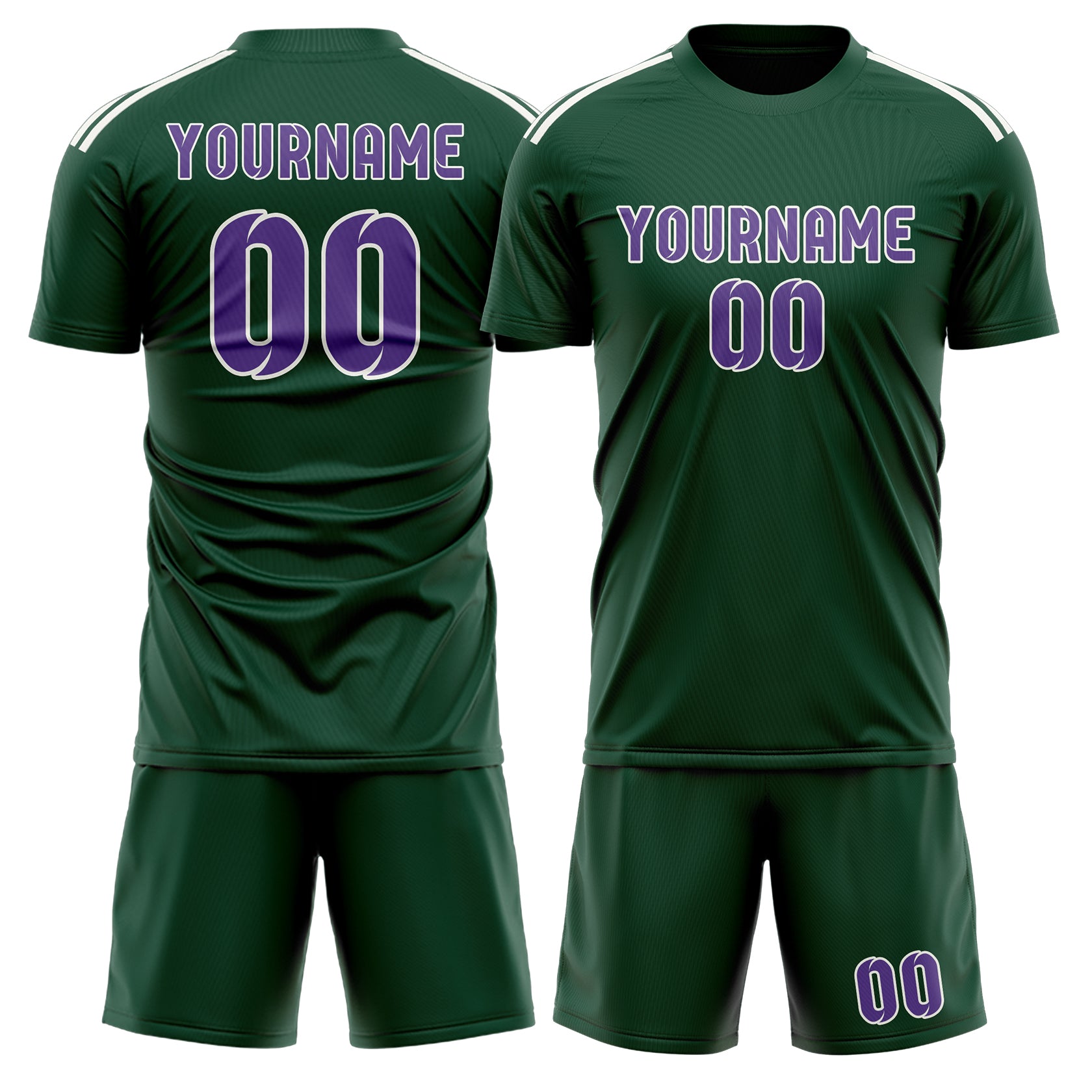 Maßgeschneidertes Professionelles Moosgrün Lavendel Fußballtrikot-Set