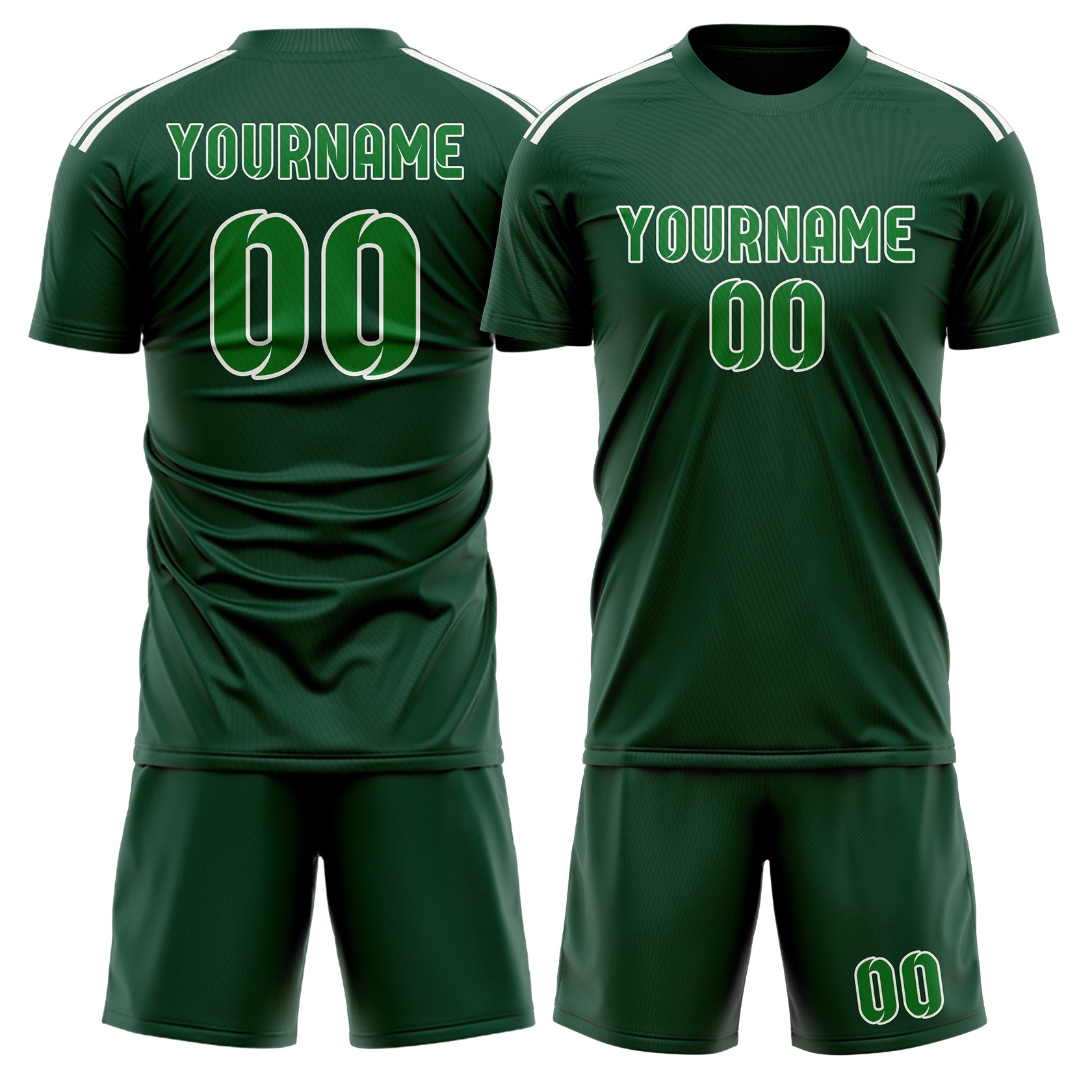 Maßgeschneidertes Professionelles Moosgrün Smaragdgrün Fußballtrikot-Set