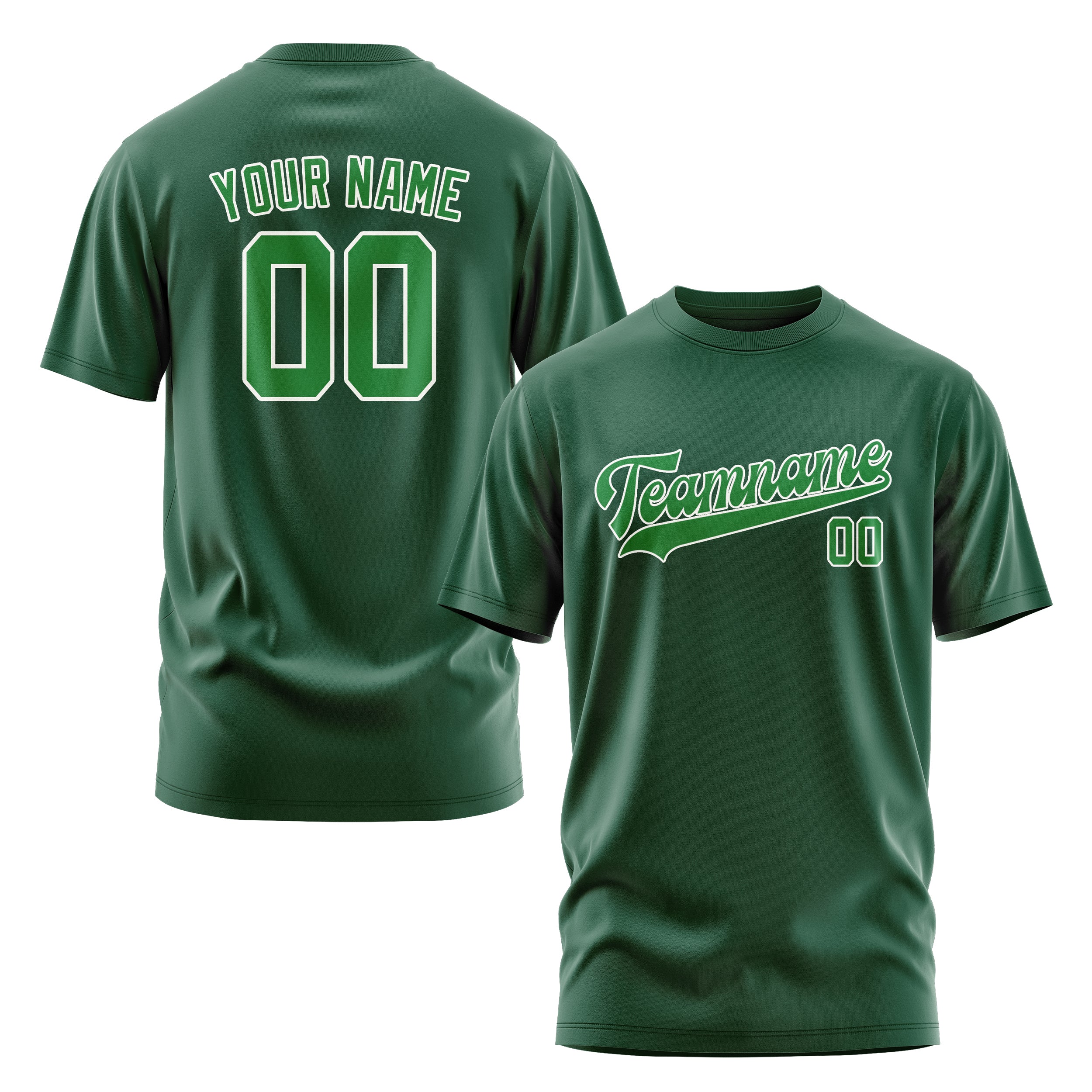 Maßgeschneidertes Moosgrün Smaragdgrün T-Shirt