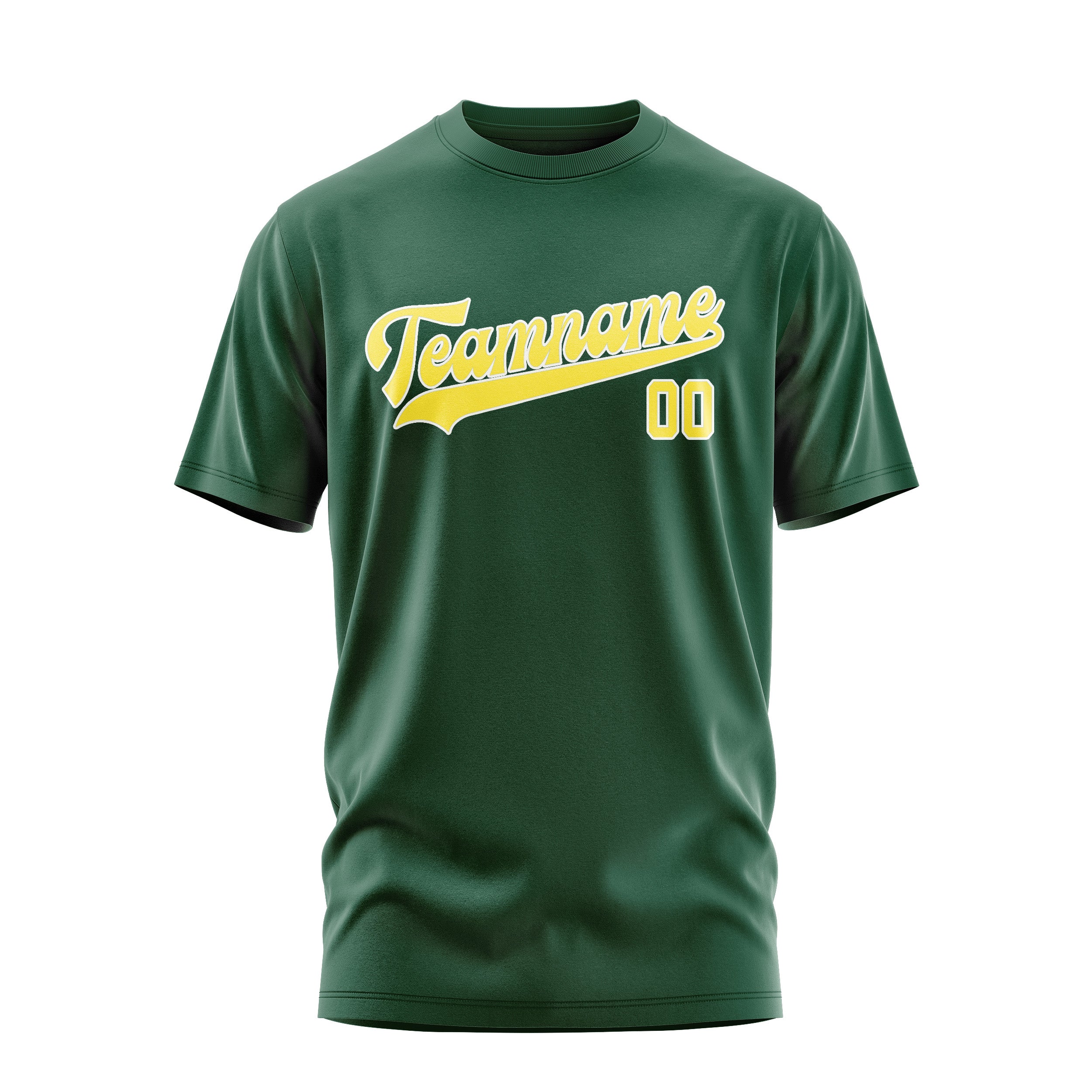 Maßgeschneidertes Moosgrün Blassgelb T-Shirt