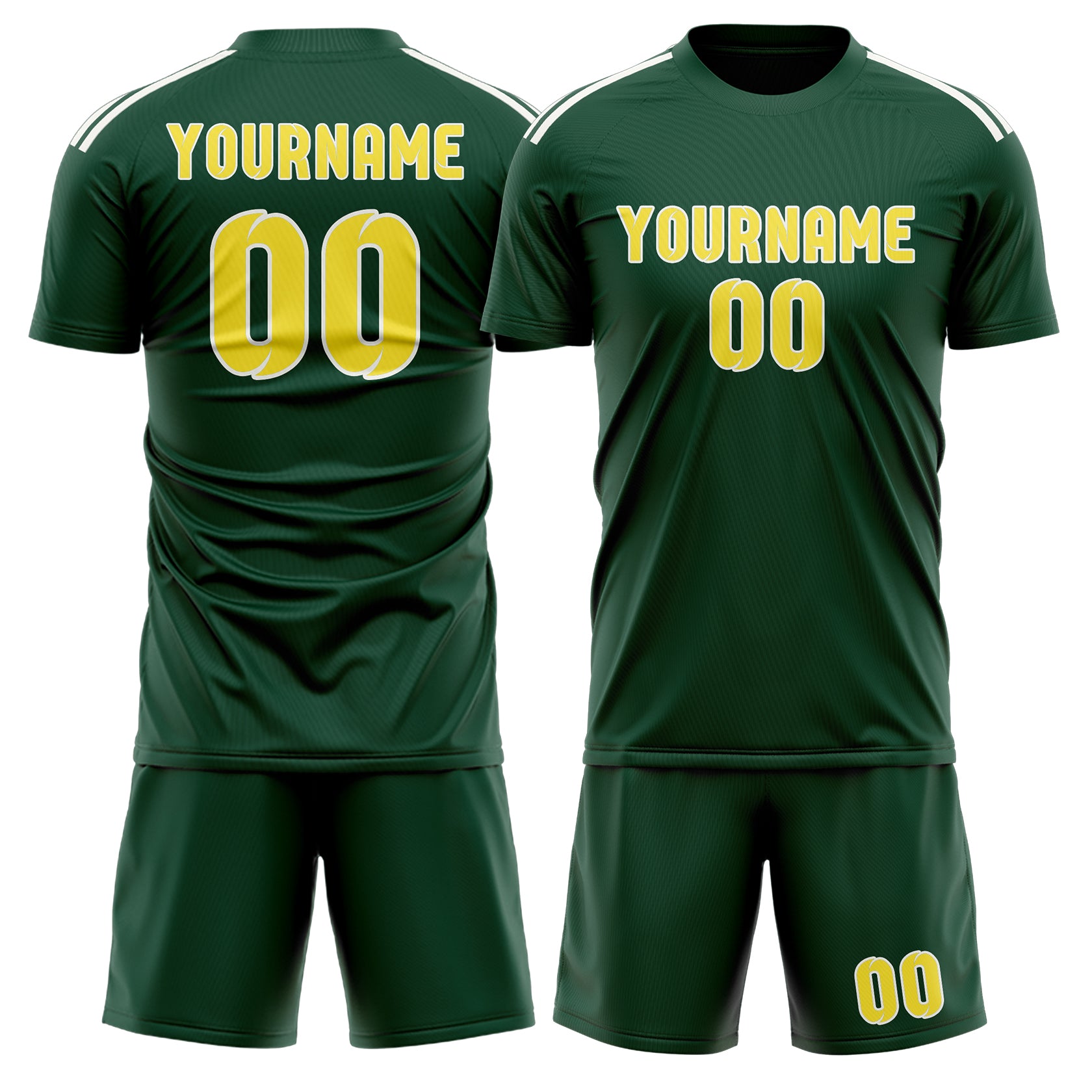 Maßgeschneidertes Professionelles Moosgrün Blassgelb Fußballtrikot-Set