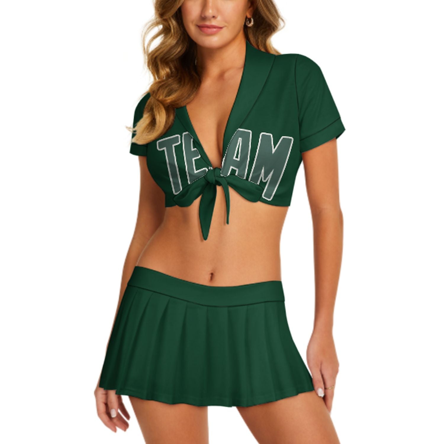 Completo da cheerleader personalizzato verde muschio