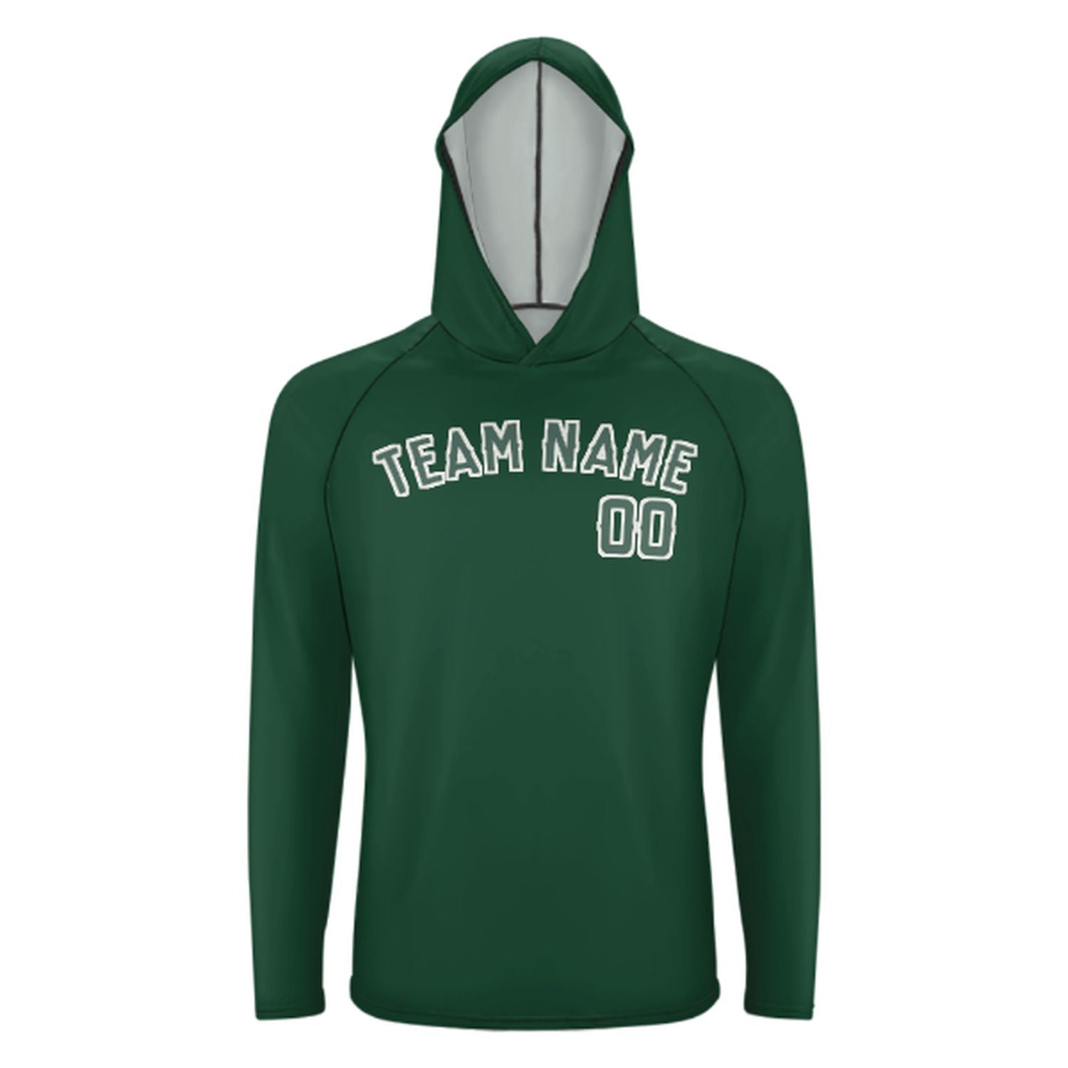 Maßgeschneidertes Moosgrün Blaugrün UV-Hoodie