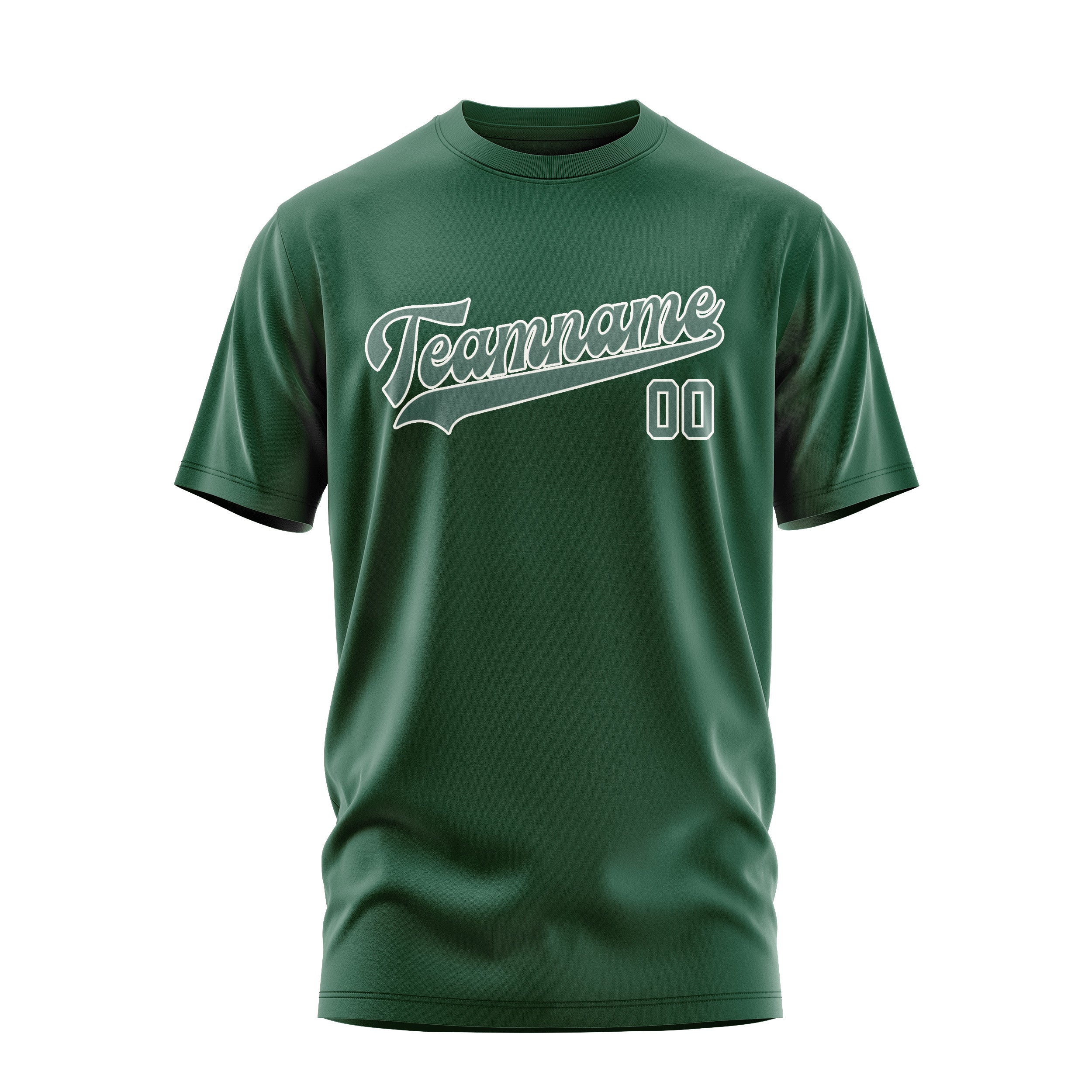 Maßgeschneidertes Moosgrün Blaugrün T-Shirt
