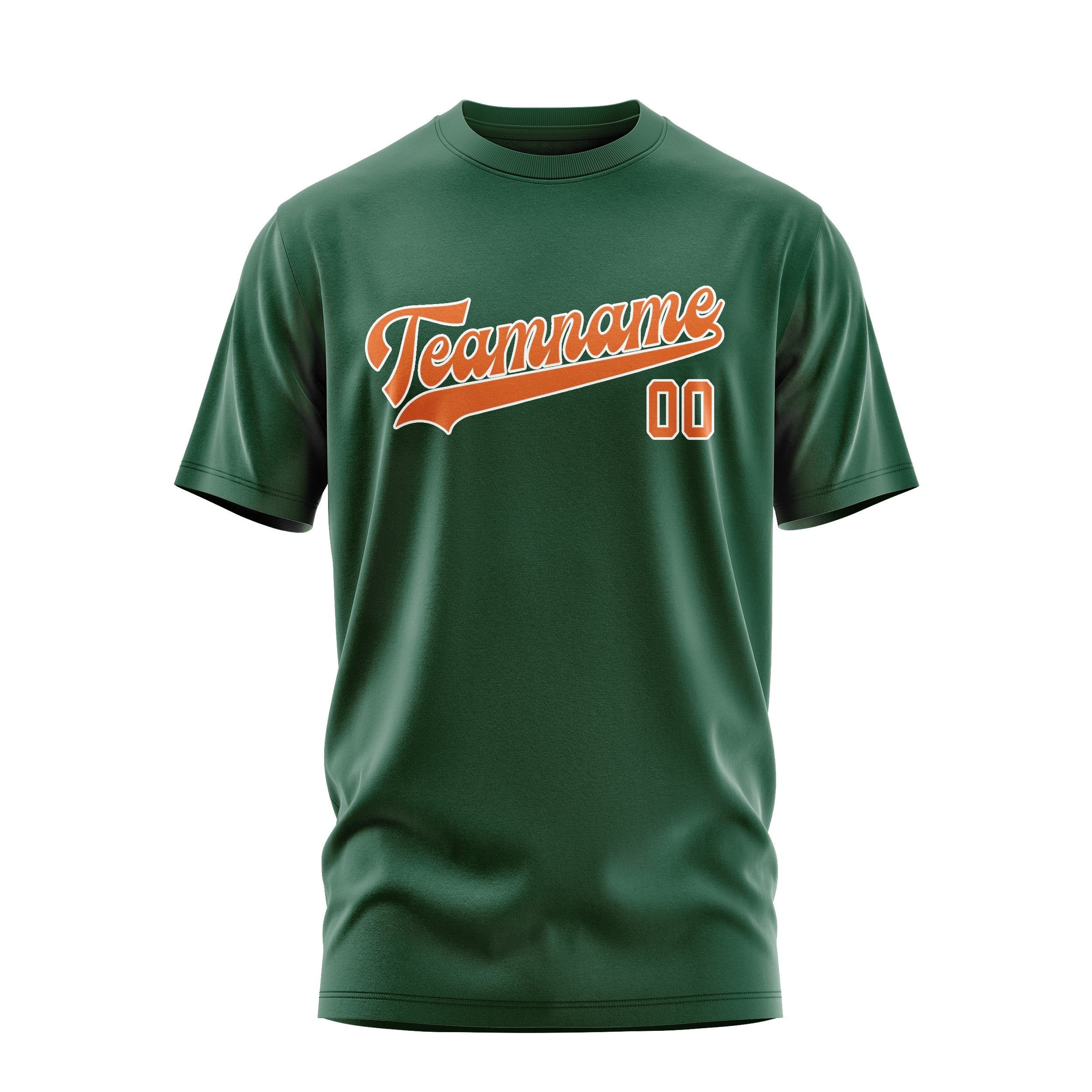 Maßgeschneidertes Moosgrün Orange T-Shirt