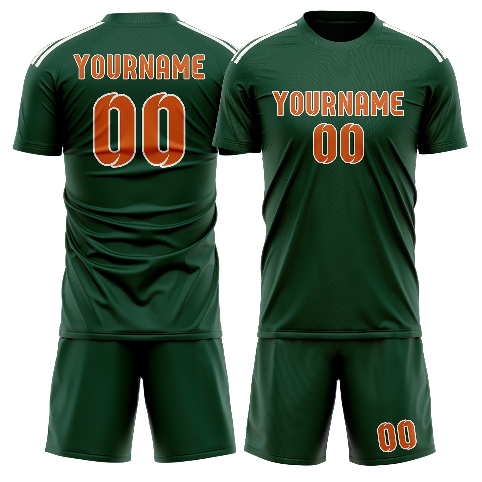 Maßgeschneidertes Professionelles Moosgrün Orange Fußballtrikot-Set