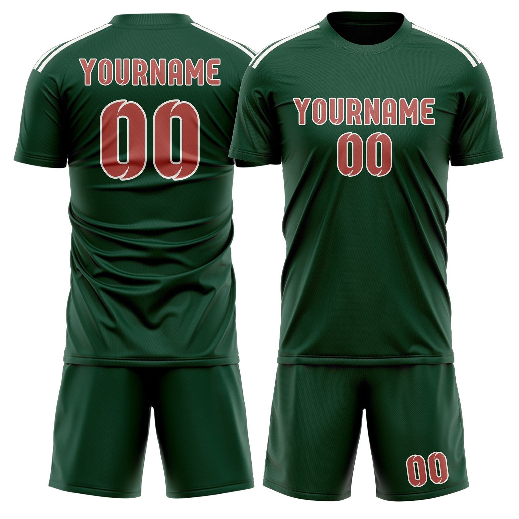 Maßgeschneidertes Professionelles Moosgrün Kupferrose Fußballtrikot-Set