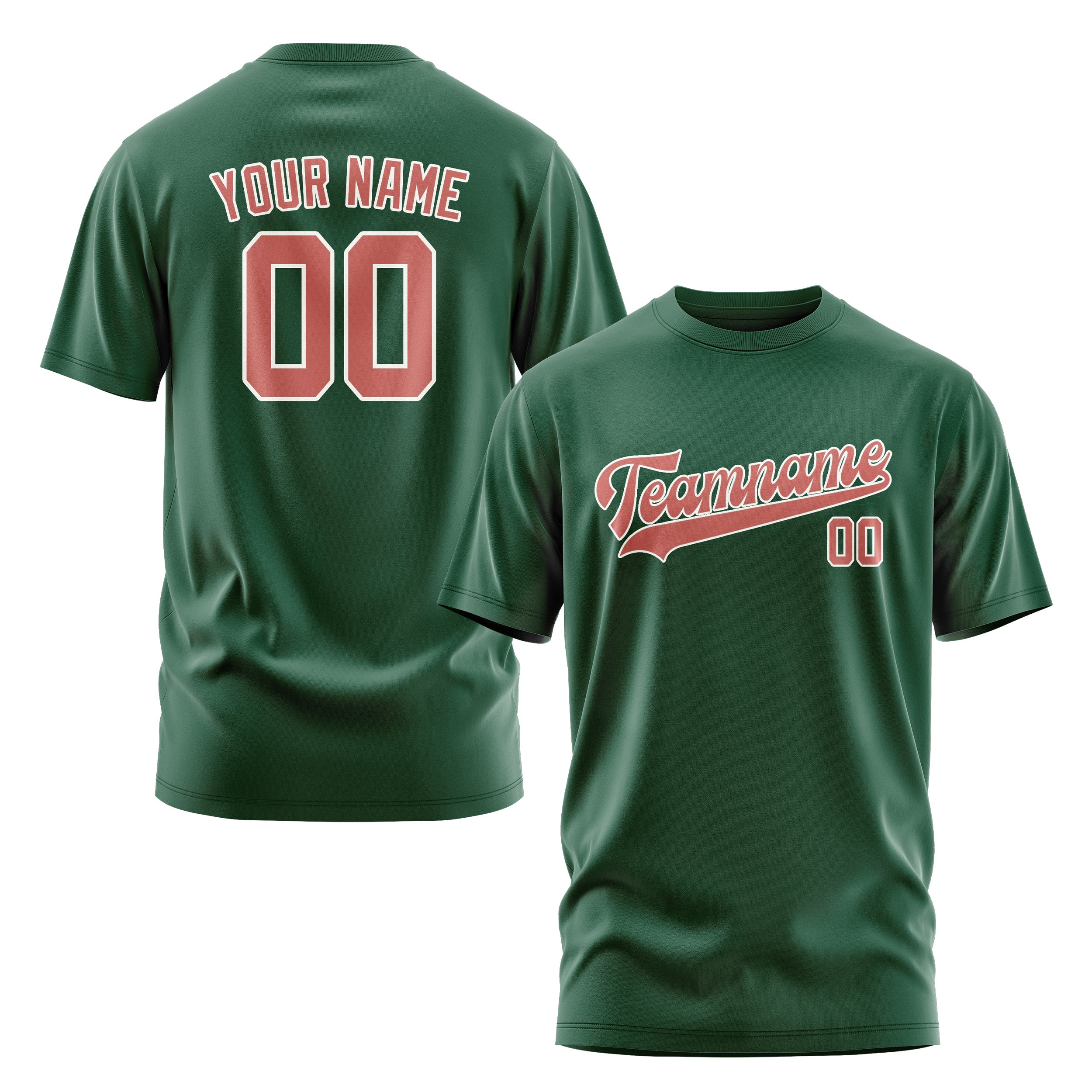 Maßgeschneidertes Moosgrün Kupferrose T-Shirt