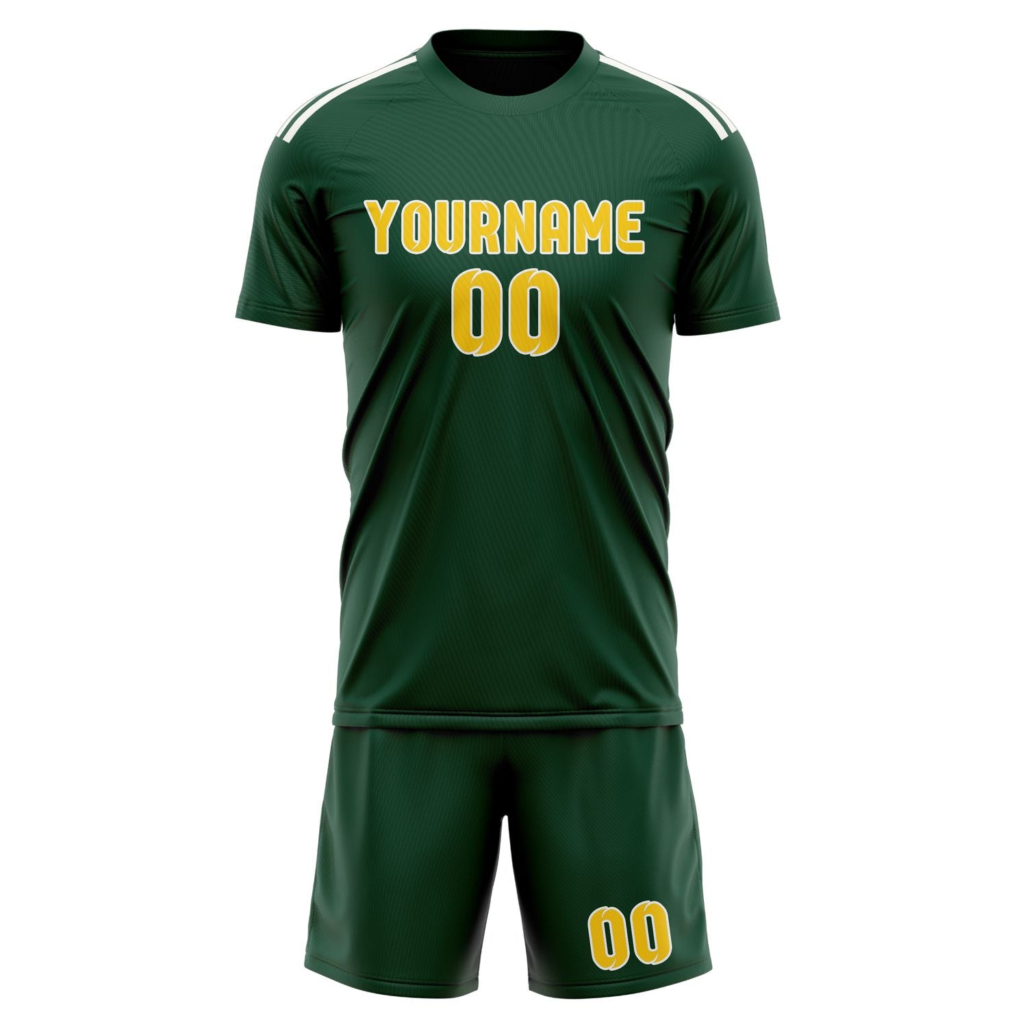 Maßgeschneidertes Professionelles Moosgrün Gold Fußballtrikot-Set