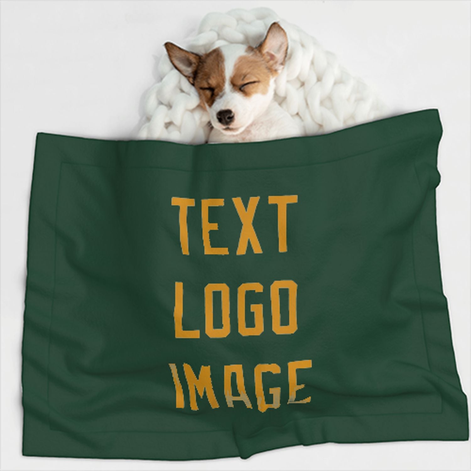 Coperta personalizzata per animali domestici verde muschio giallo