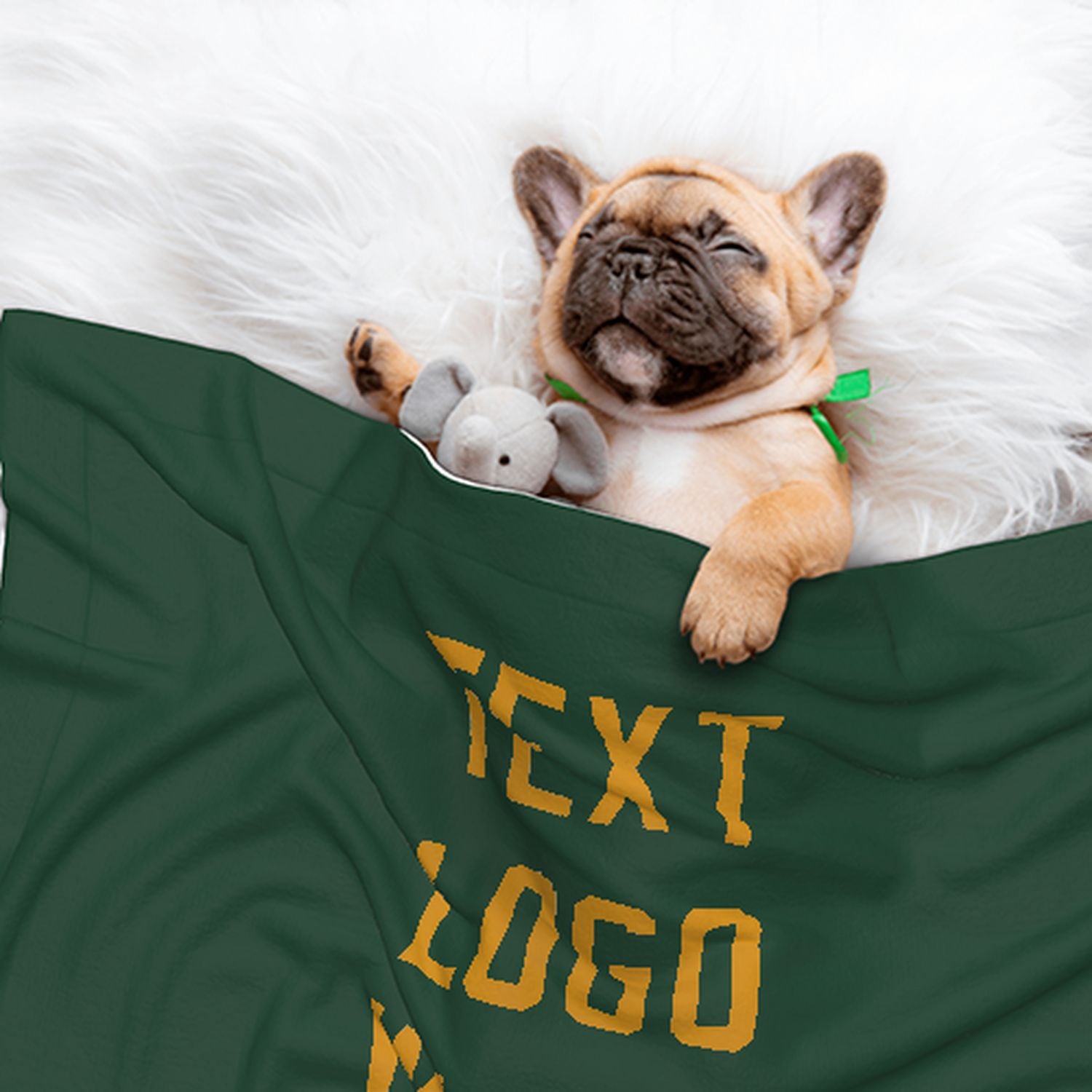 Coperta personalizzata per animali domestici verde muschio giallo