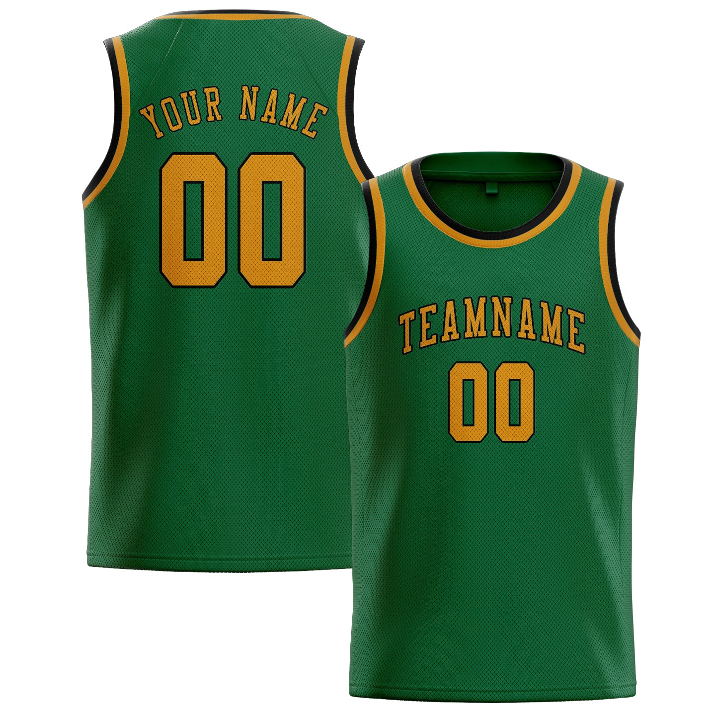 Benutzerdefiniertes Professionelles Moosgrün Gelb Basketballtrikot