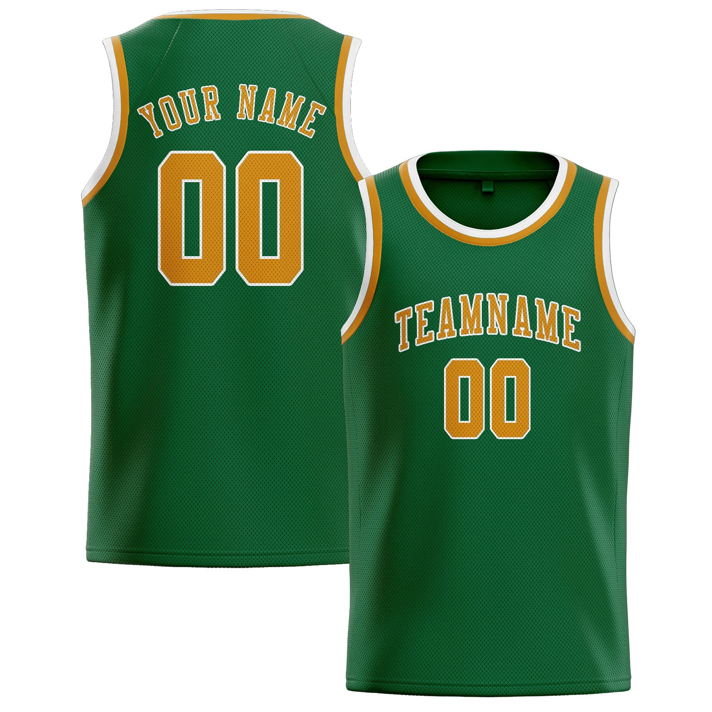 Benutzerdefiniertes Professionelles Moosgrün Gelb Basketballtrikot