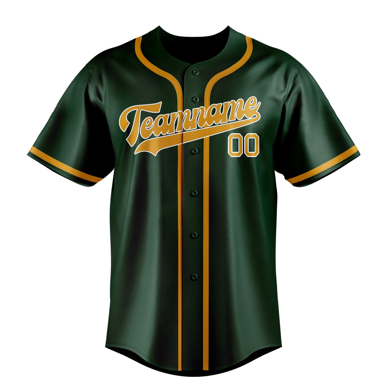 Benutzerdefiniertes Professionelles Moosgrün Gelb Baseballtrikot