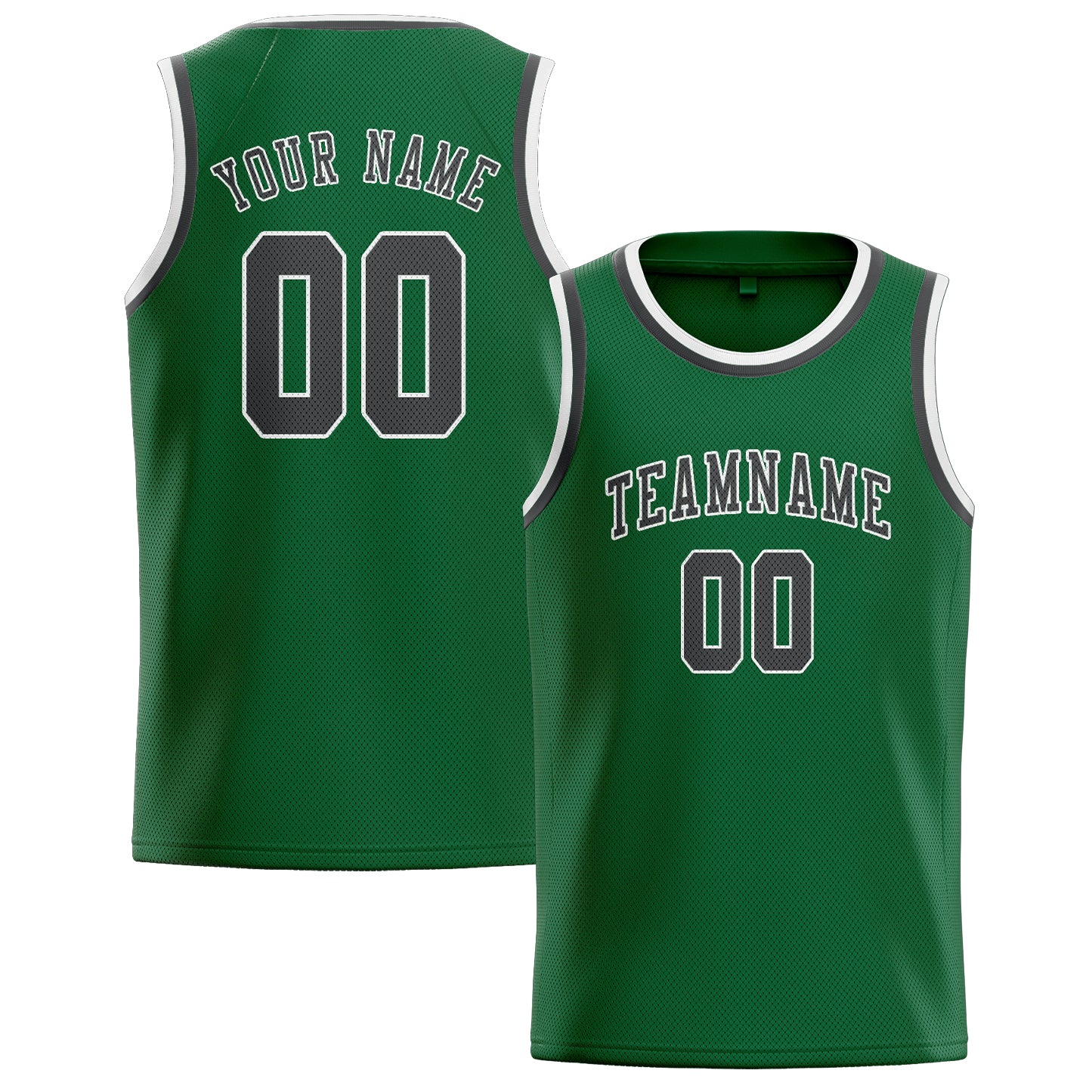 Benutzerdefiniertes Professionelles Moosgrün Dunkelgrau Basketballtrikot