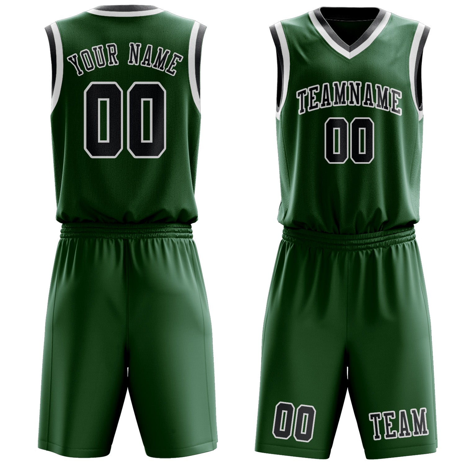 Benutzerdefiniertes Professionelles Moosgrün Dunkelgrau Basketballtrikot-Set