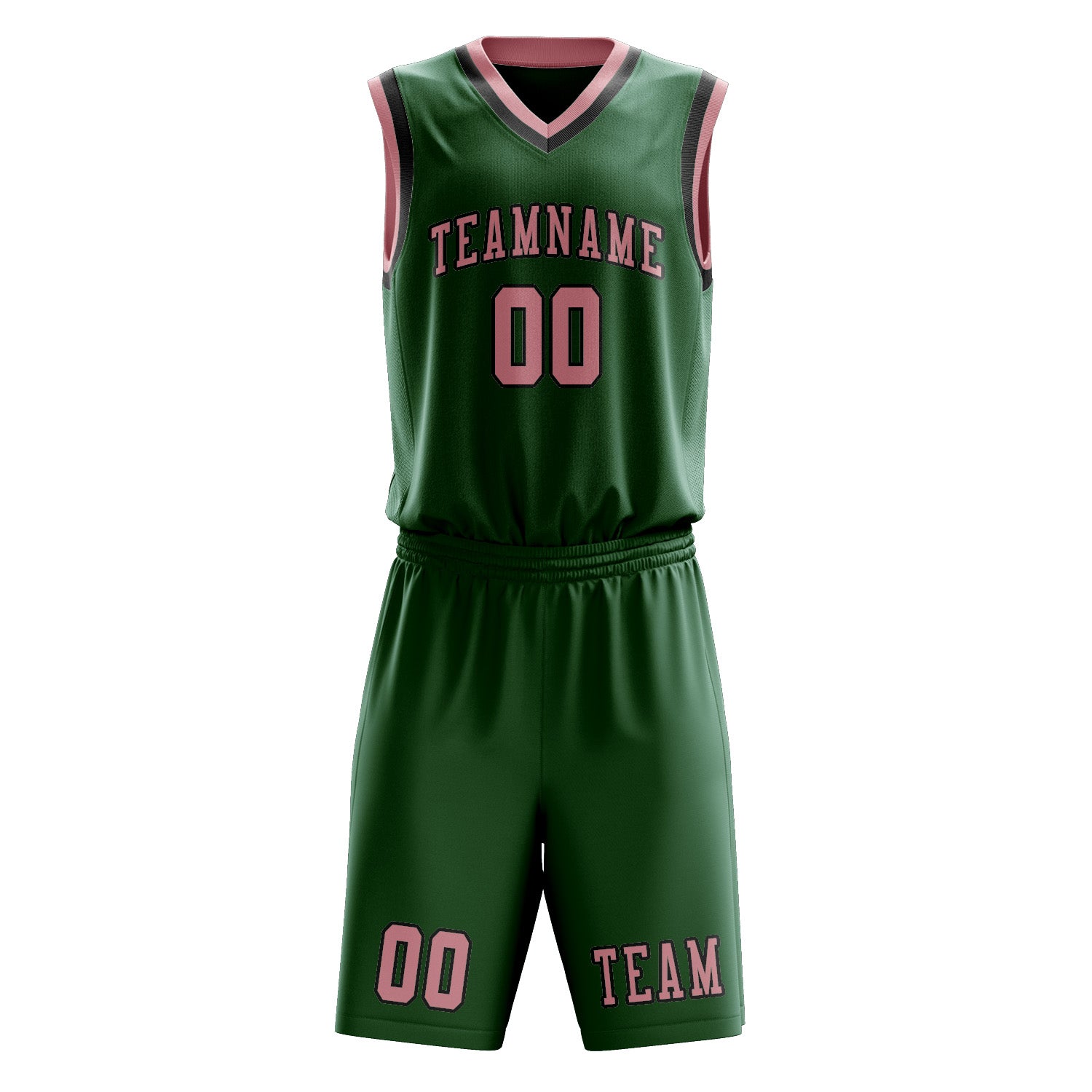 Benutzerdefiniertes Professionelles Moosgrün Rosa Basketballtrikot-Set