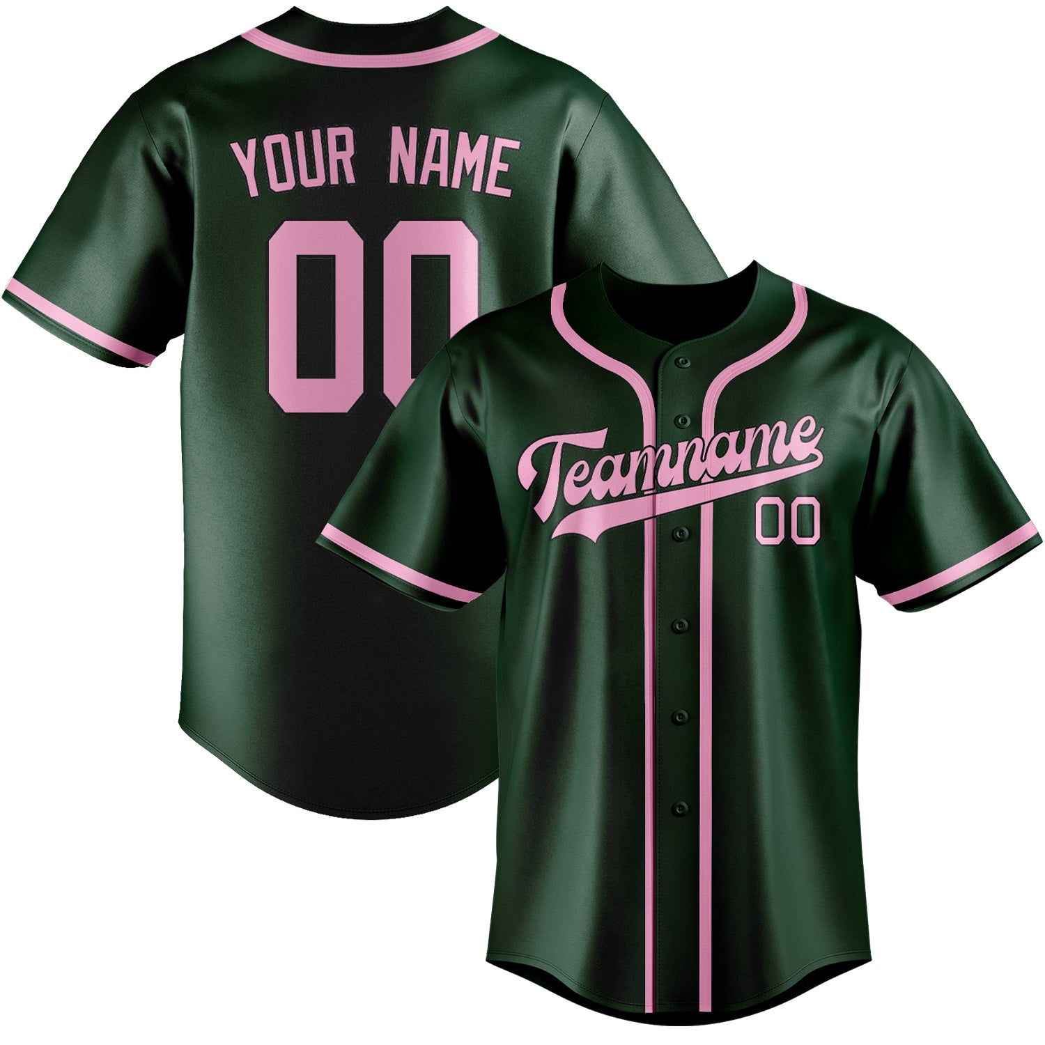 Benutzerdefiniertes Professionelles Moosgrün Rosa Baseballtrikot