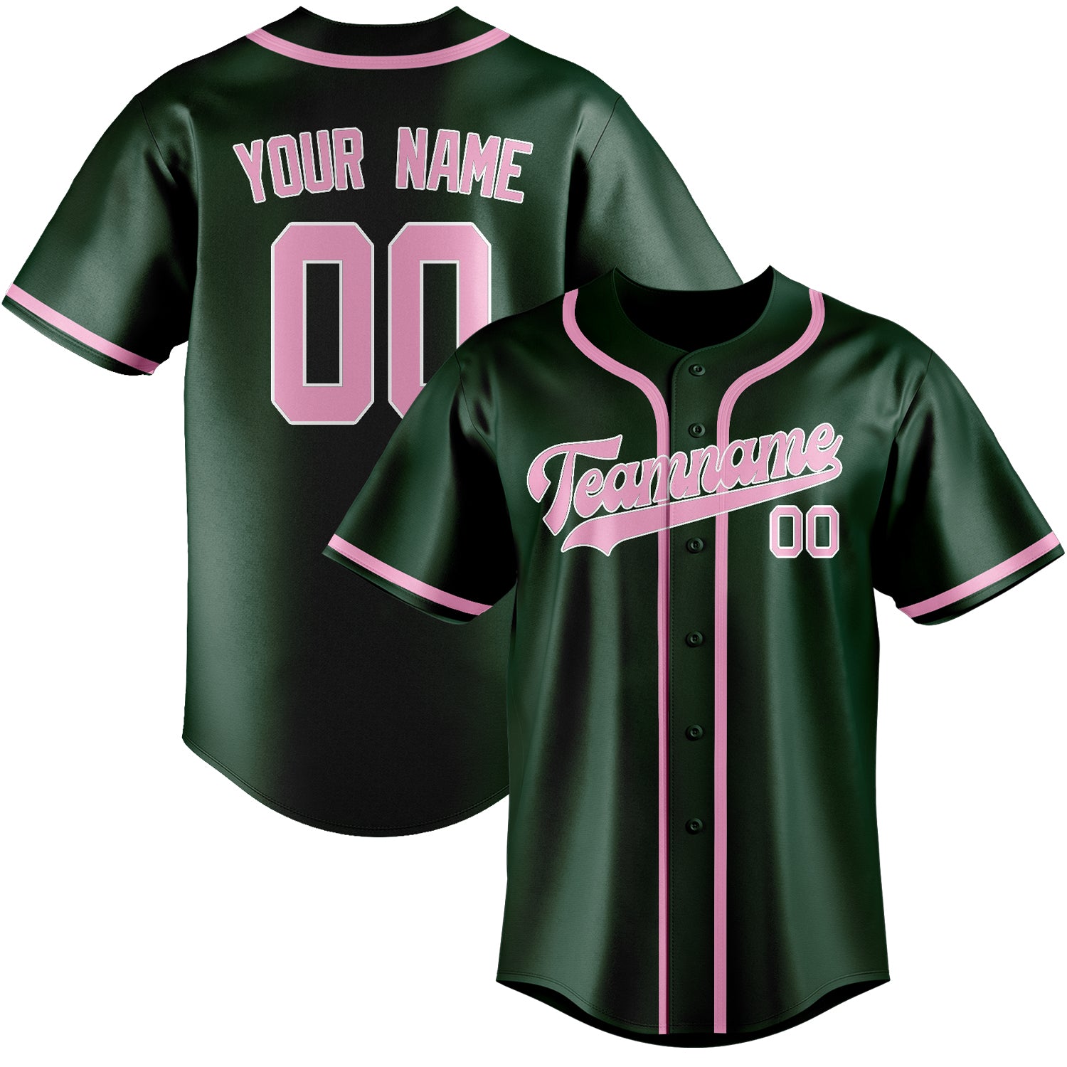 Benutzerdefiniertes Professionelles Moosgrün Rosa Baseballtrikot