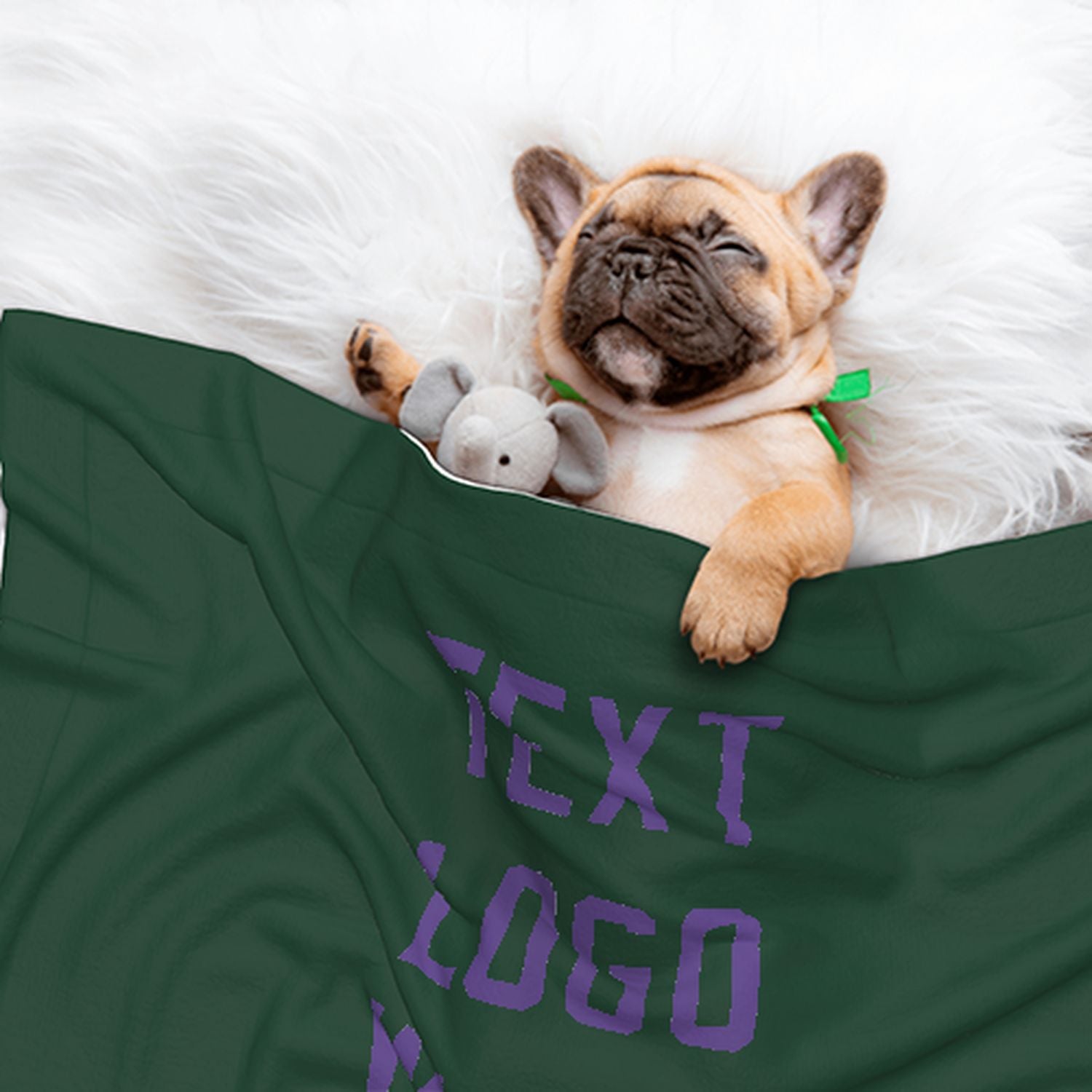 Coperta personalizzata per animali domestici color verde muschio e lavanda