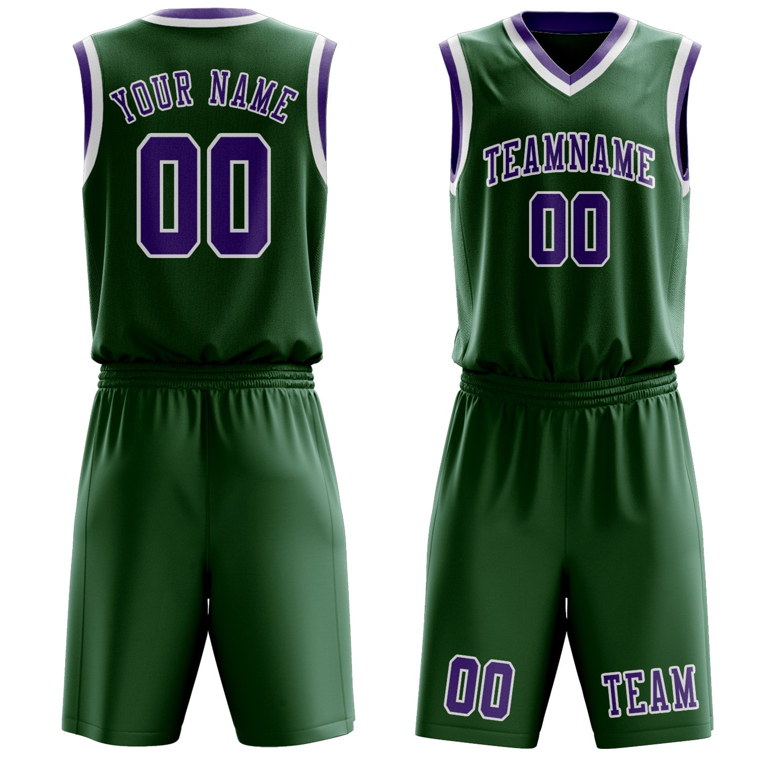 Benutzerdefiniertes Professionelles Moosgrün Lavendel Basketballtrikot-Set