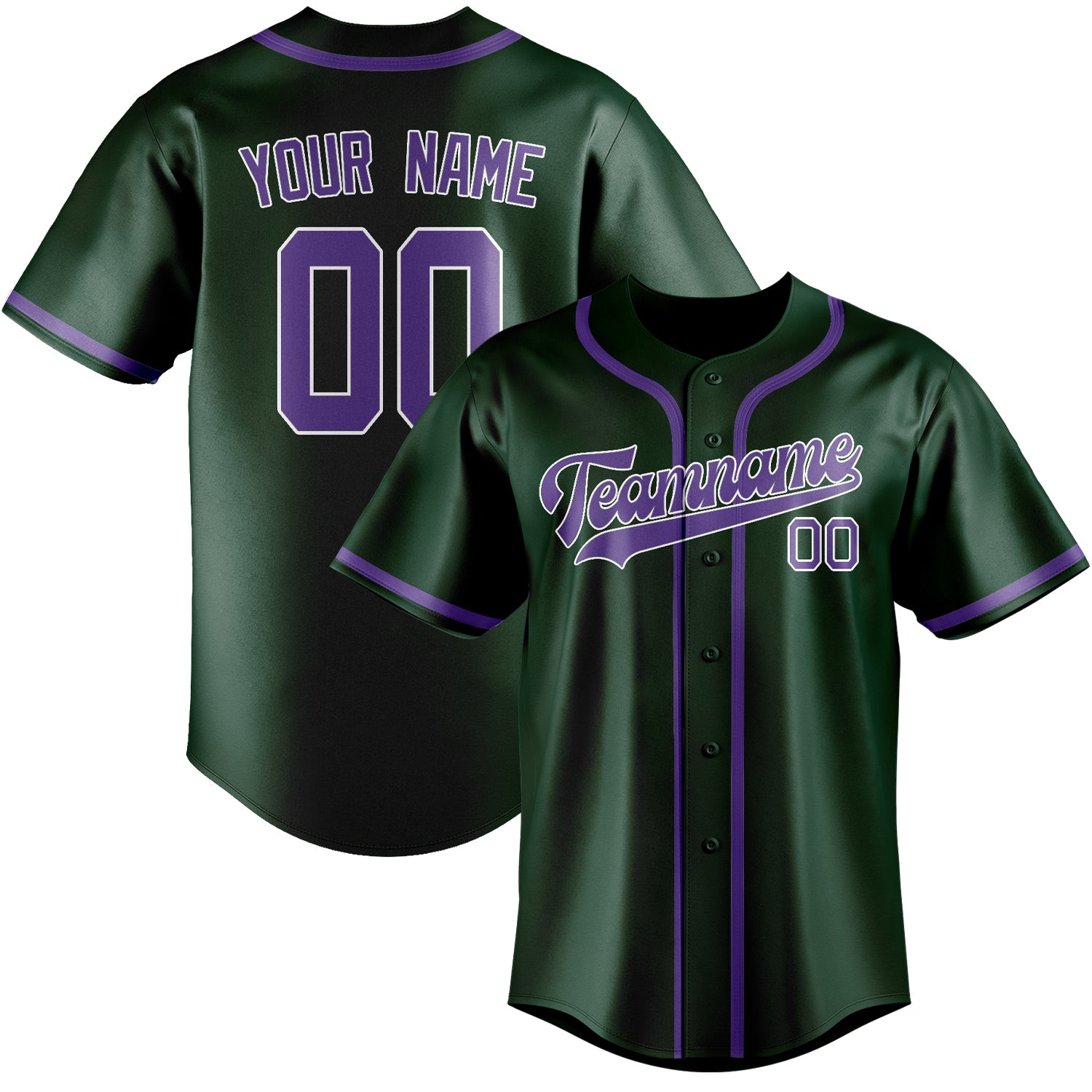 Benutzerdefiniertes Professionelles Moosgrün Lavendel Baseballtrikot