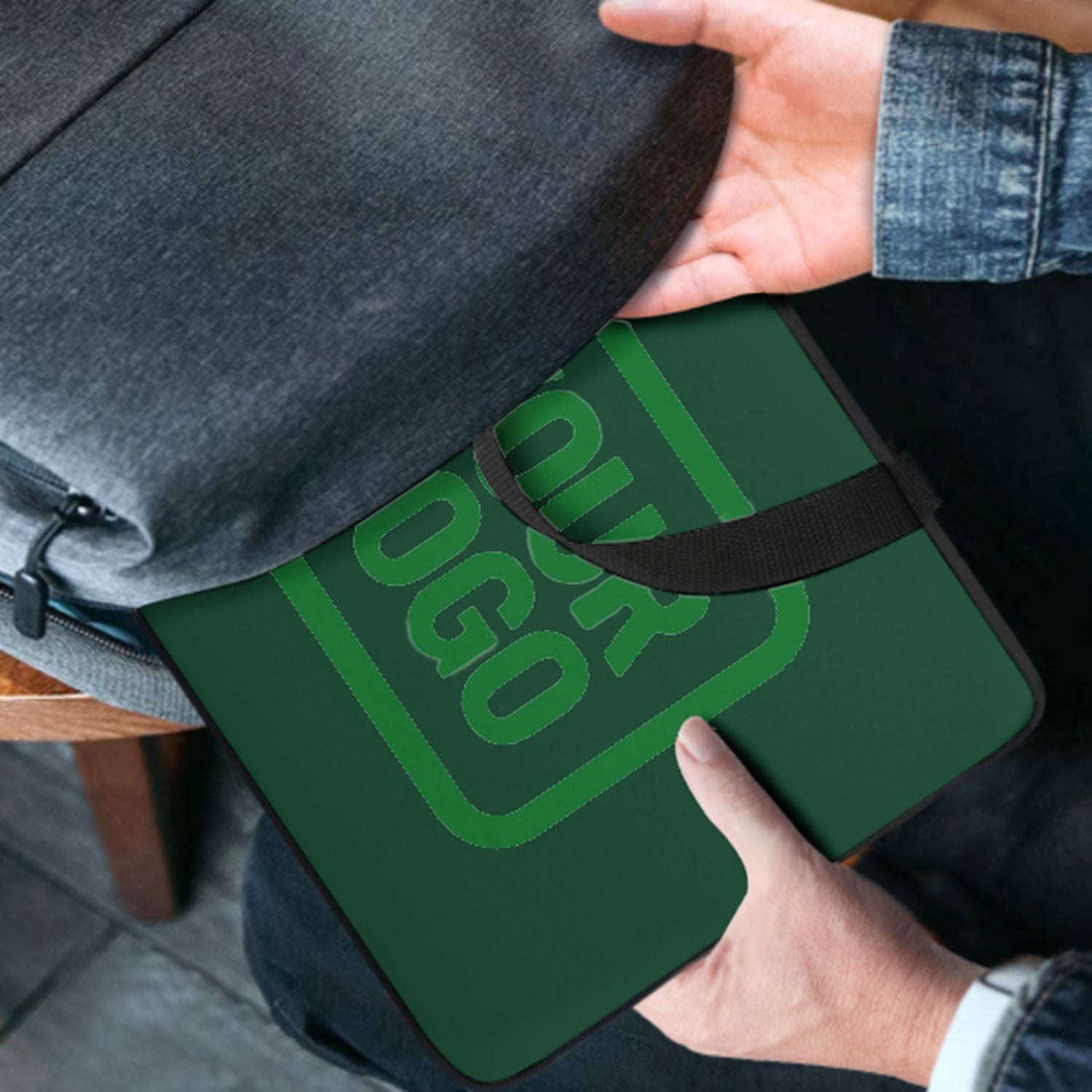 Bolsa de laptop verde esmeralda de color verde color verde hecha a medida