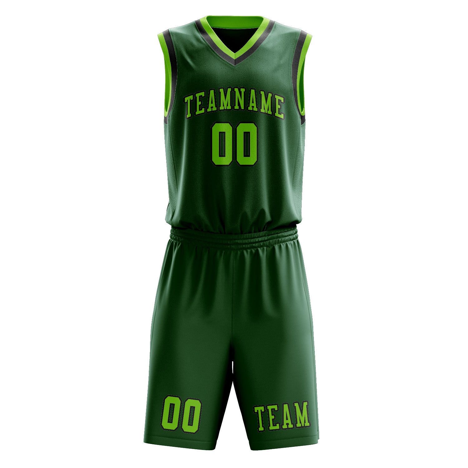 Benutzerdefiniertes Professionelles Moosgrün Smaragdgrün Basketballtrikot-Set