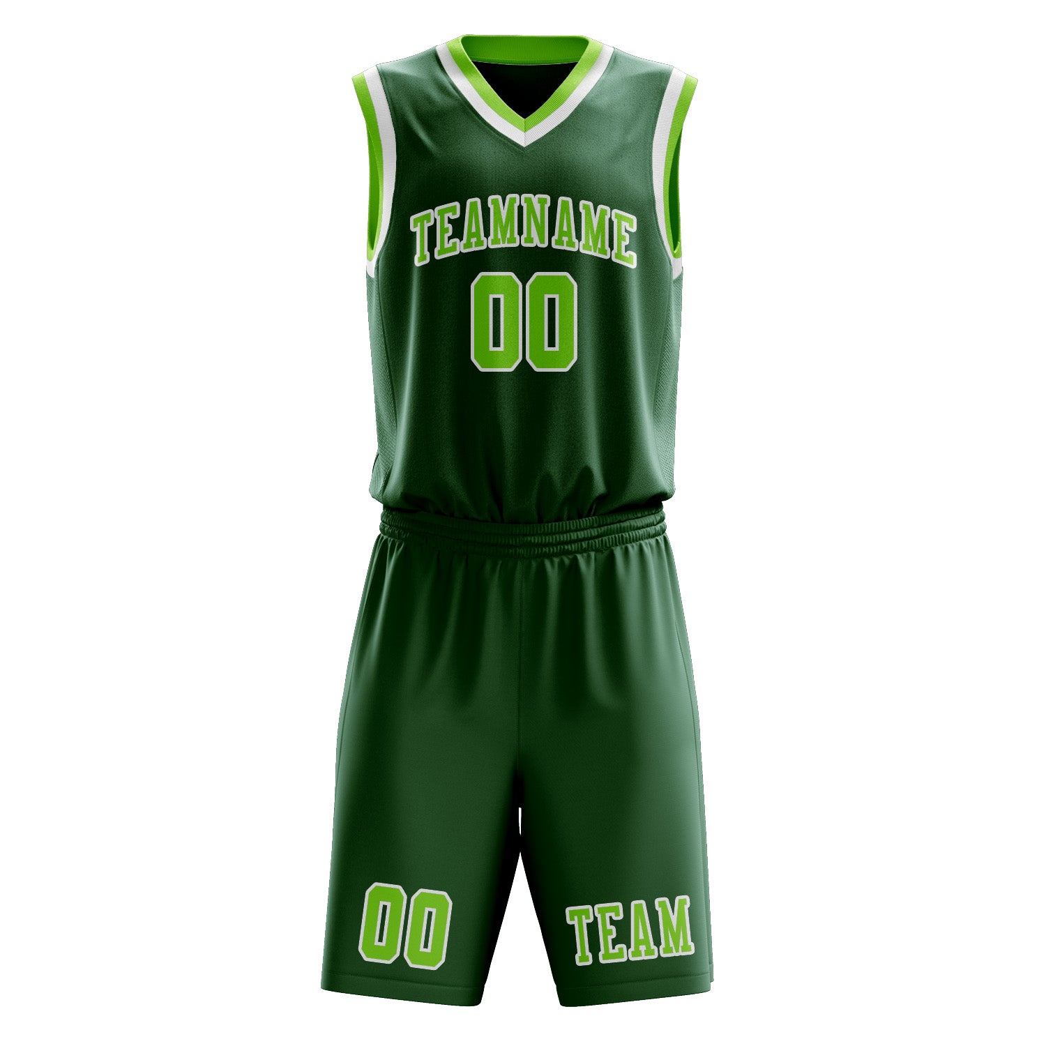Benutzerdefiniertes Professionelles Moosgrün Smaragdgrün Basketballtrikot-Set