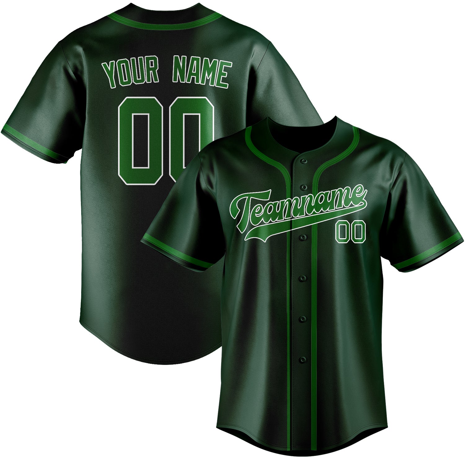 Benutzerdefiniertes Professionelles Moosgrün Smaragdgrün Baseballtrikot