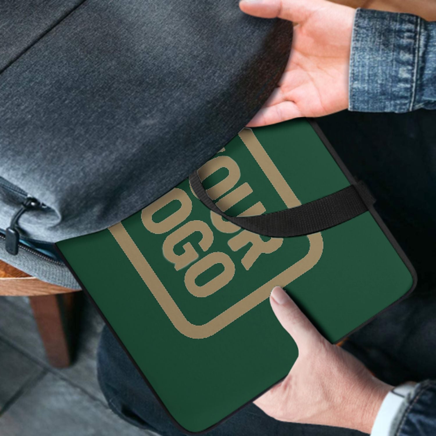 Bolsa portátil de color verde color verde hecha a medida