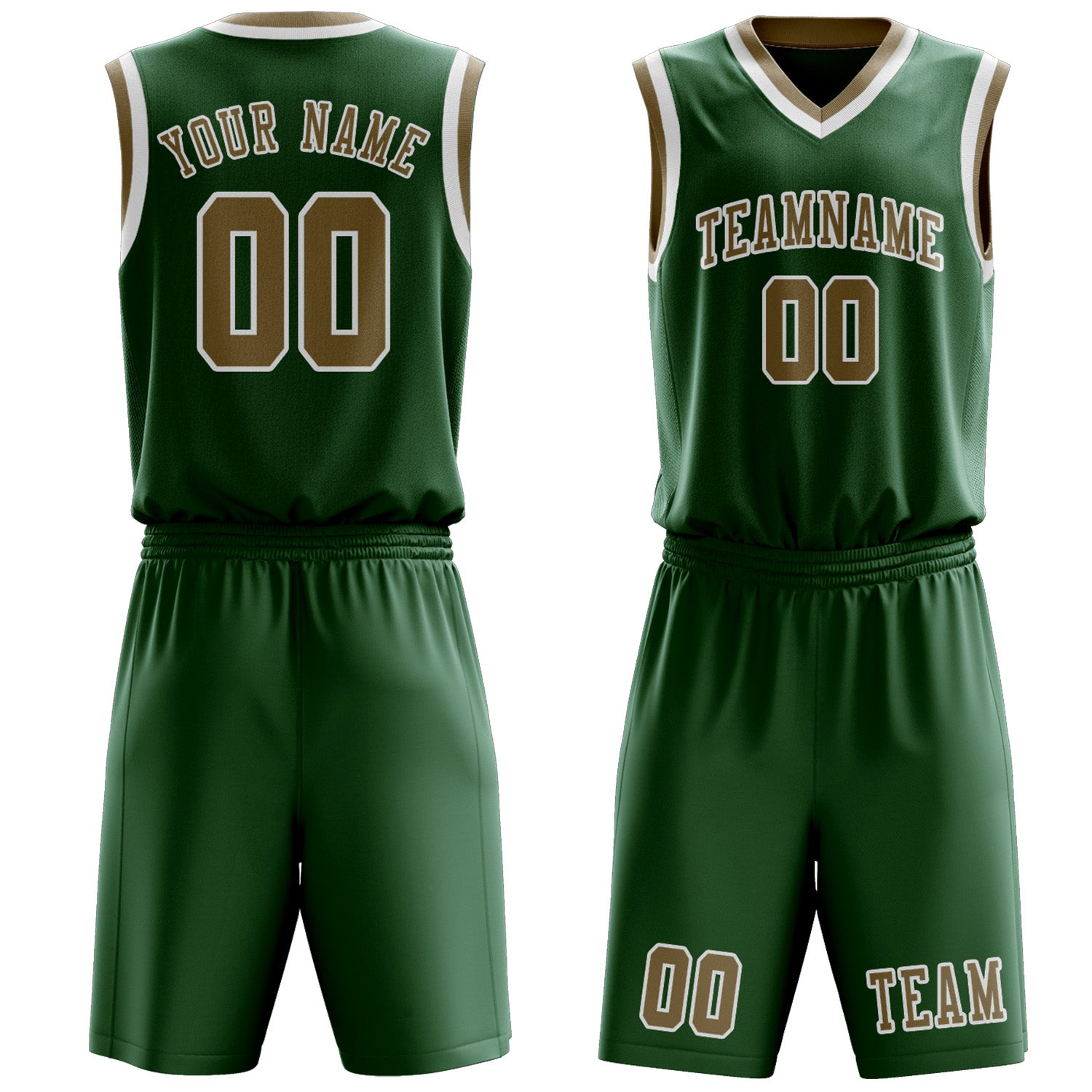Benutzerdefiniertes Professionelles Moosgrün Hellkhaki Basketballtrikot-Set