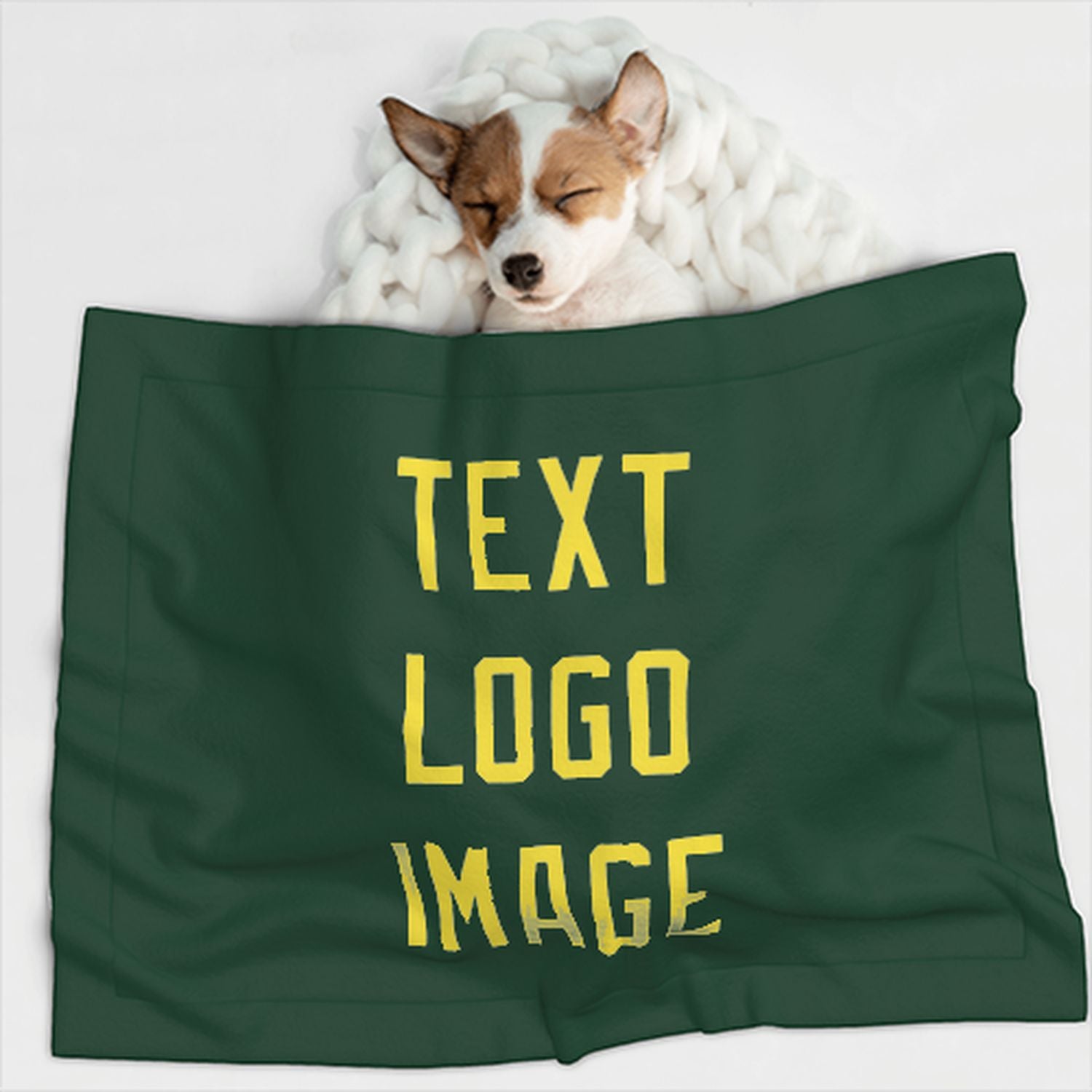 Coperta personalizzata per animali domestici color verde muschio e giallo pallido