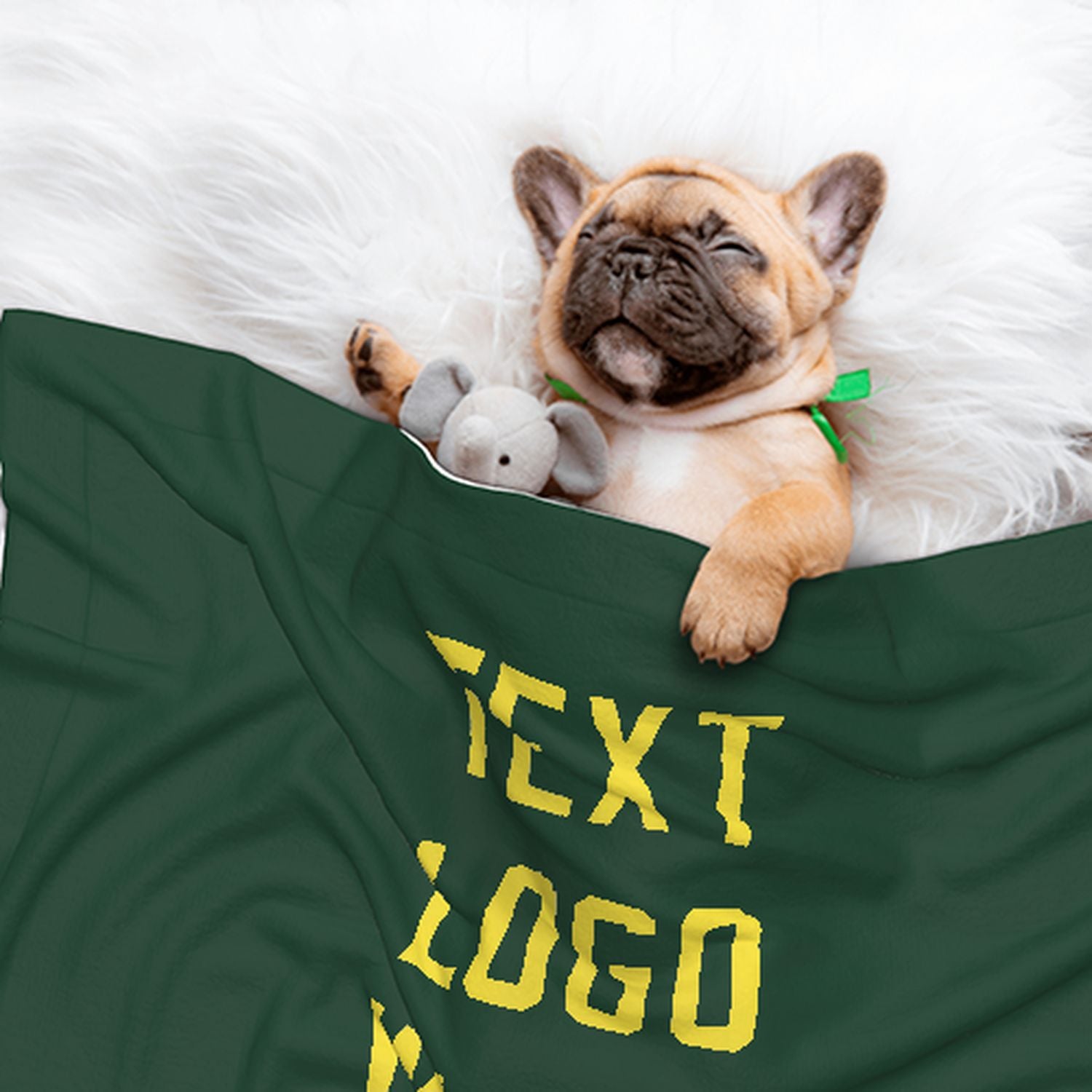 Coperta personalizzata per animali domestici color verde muschio e giallo pallido