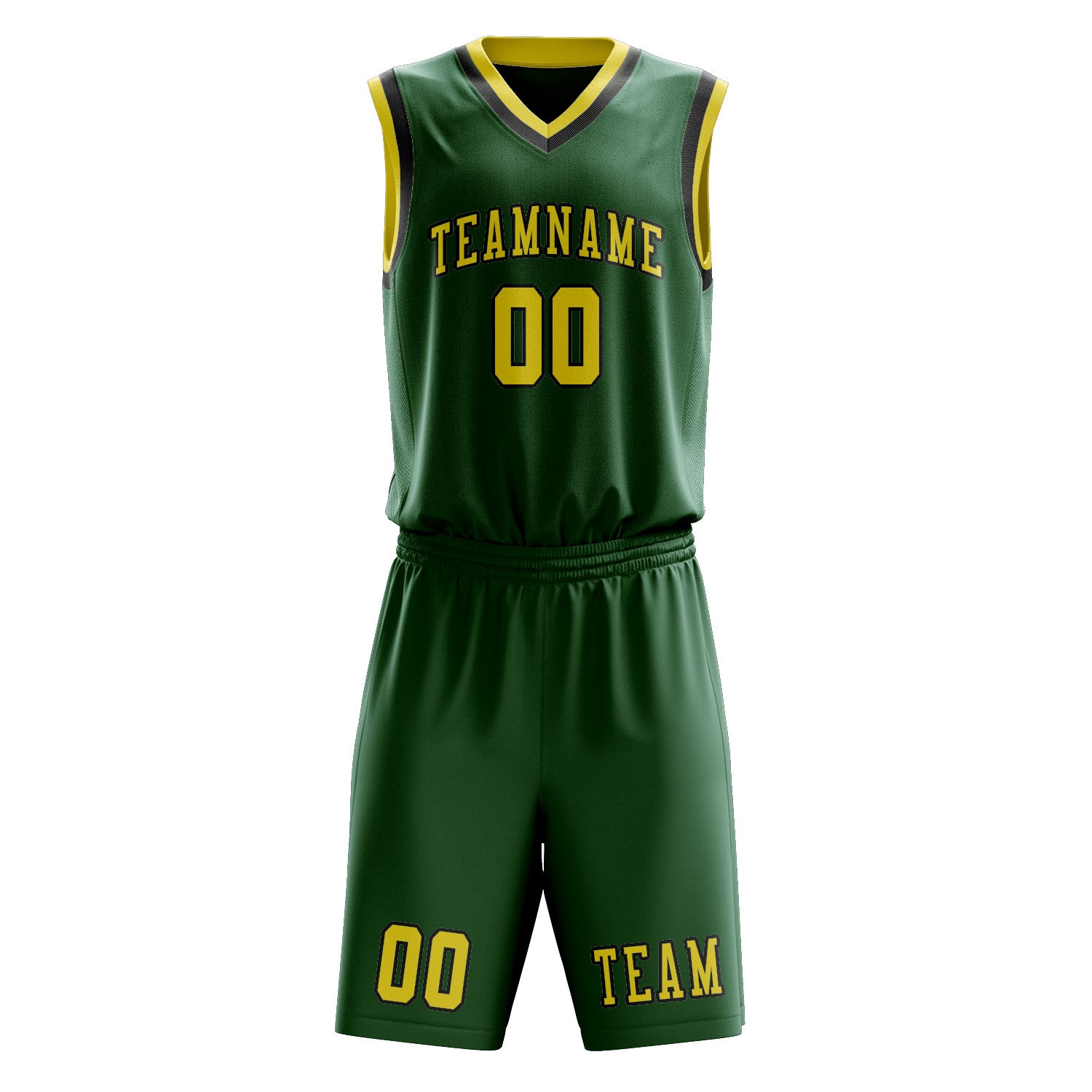 Benutzerdefiniertes Professionelles Moosgrün Blassgelb Basketballtrikot-Set