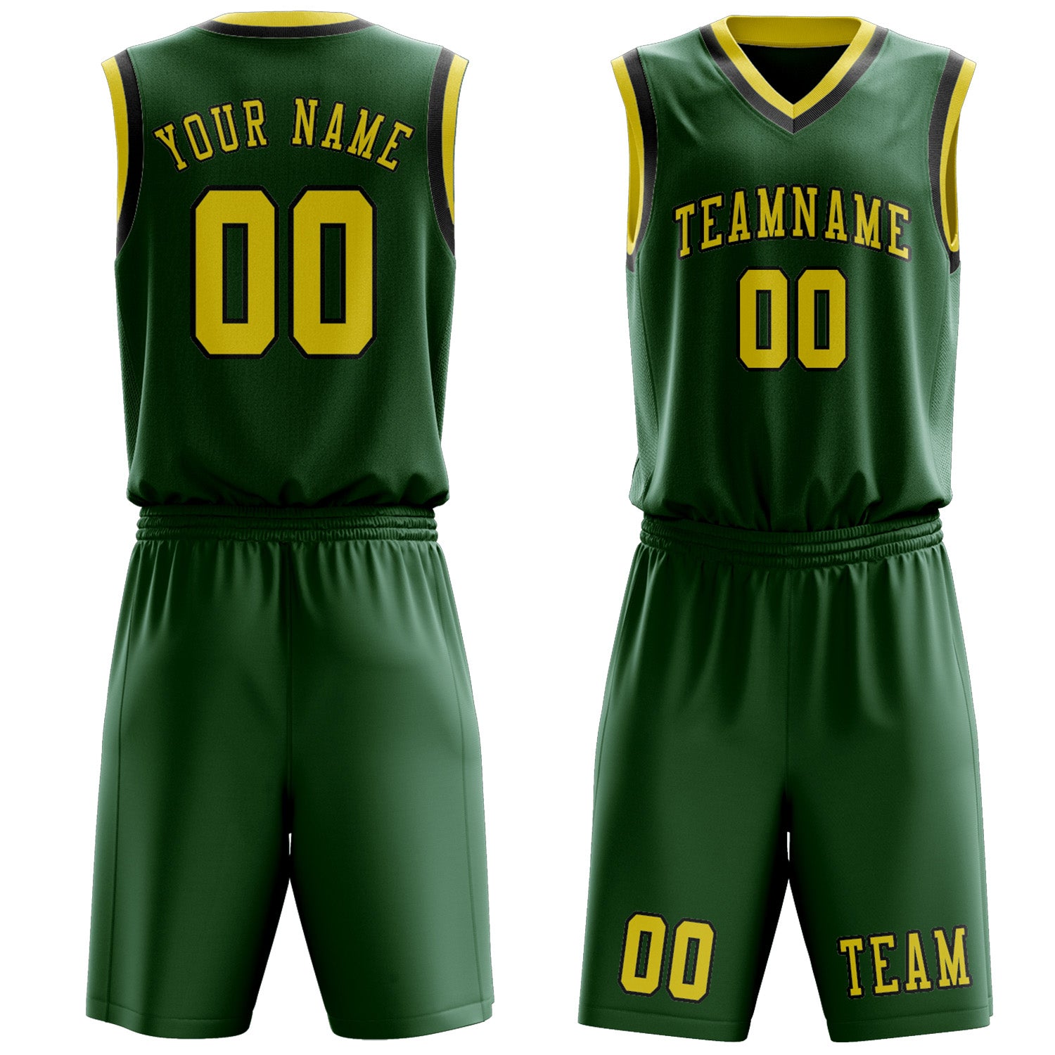 Benutzerdefiniertes Professionelles Moosgrün Blassgelb Basketballtrikot-Set