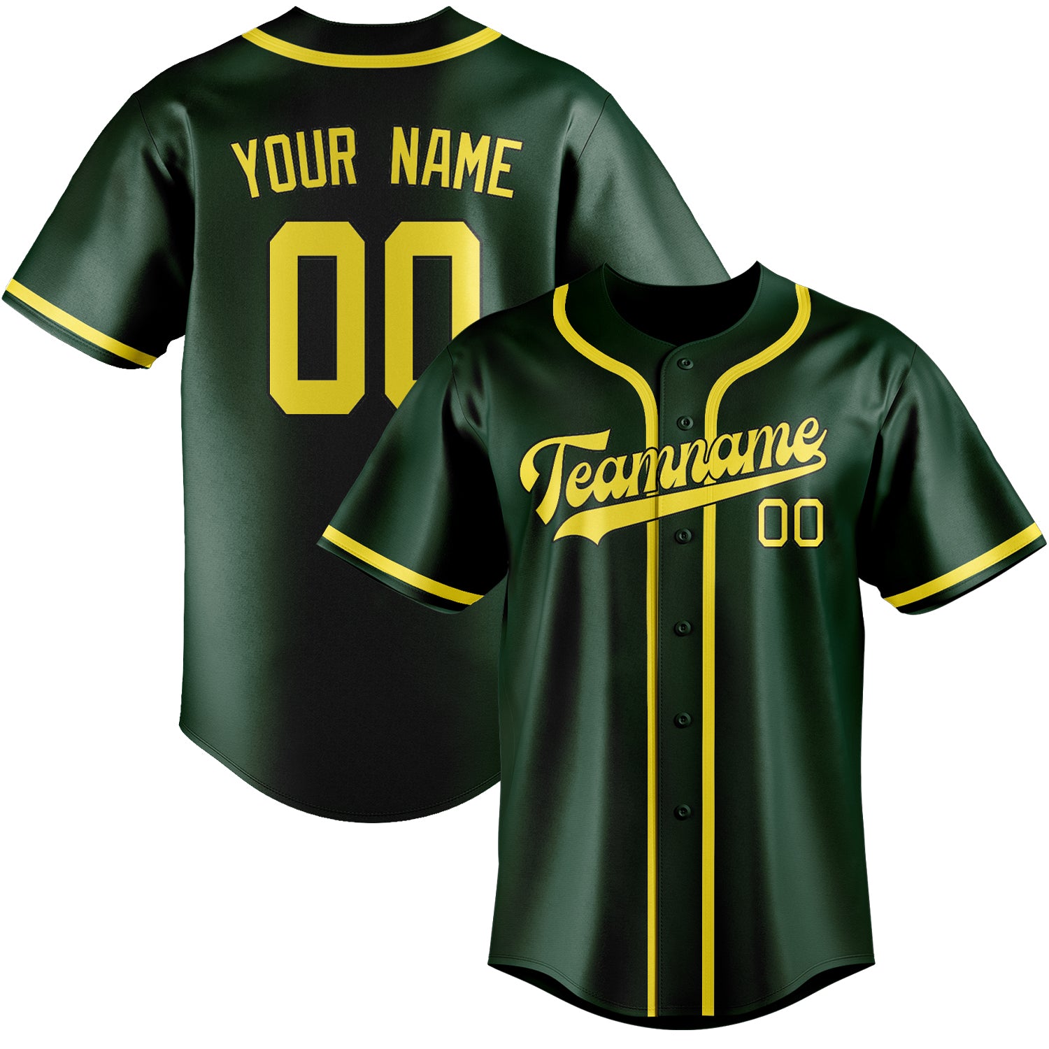 Benutzerdefiniertes Professionelles Moosgrün Blassgelb Baseballtrikot
