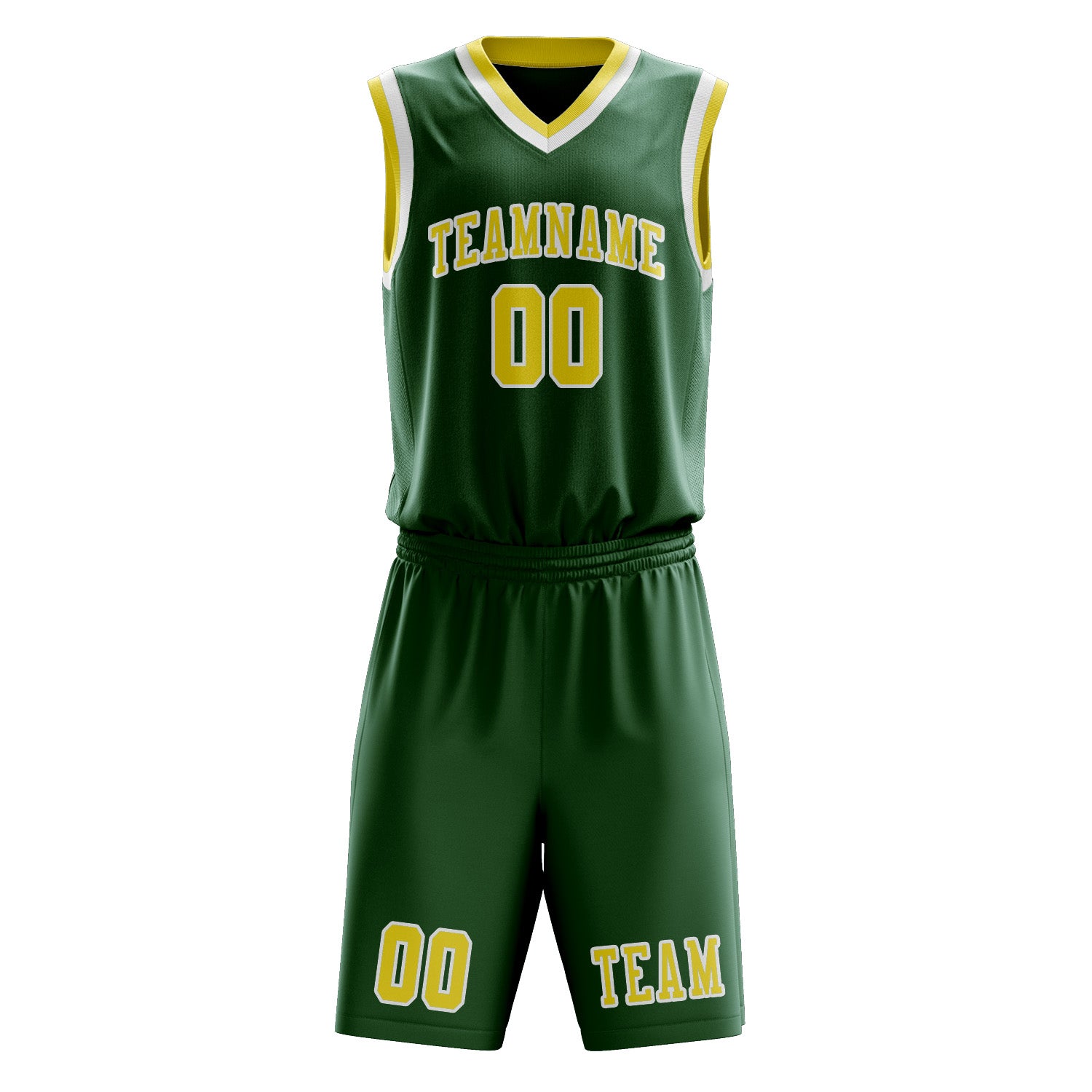 Benutzerdefiniertes Professionelles Moosgrün Blassgelb Basketballtrikot-Set