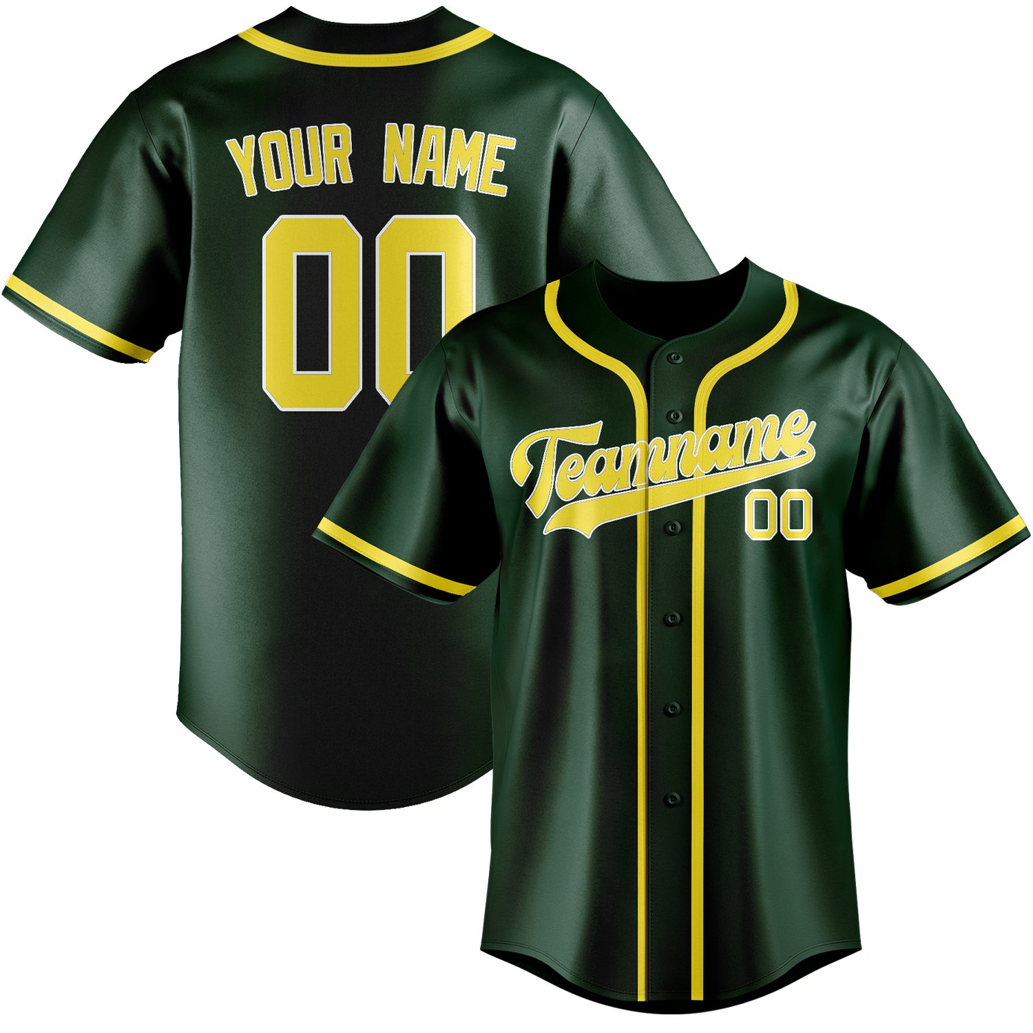 Benutzerdefiniertes Professionelles Moosgrün Blassgelb Baseballtrikot